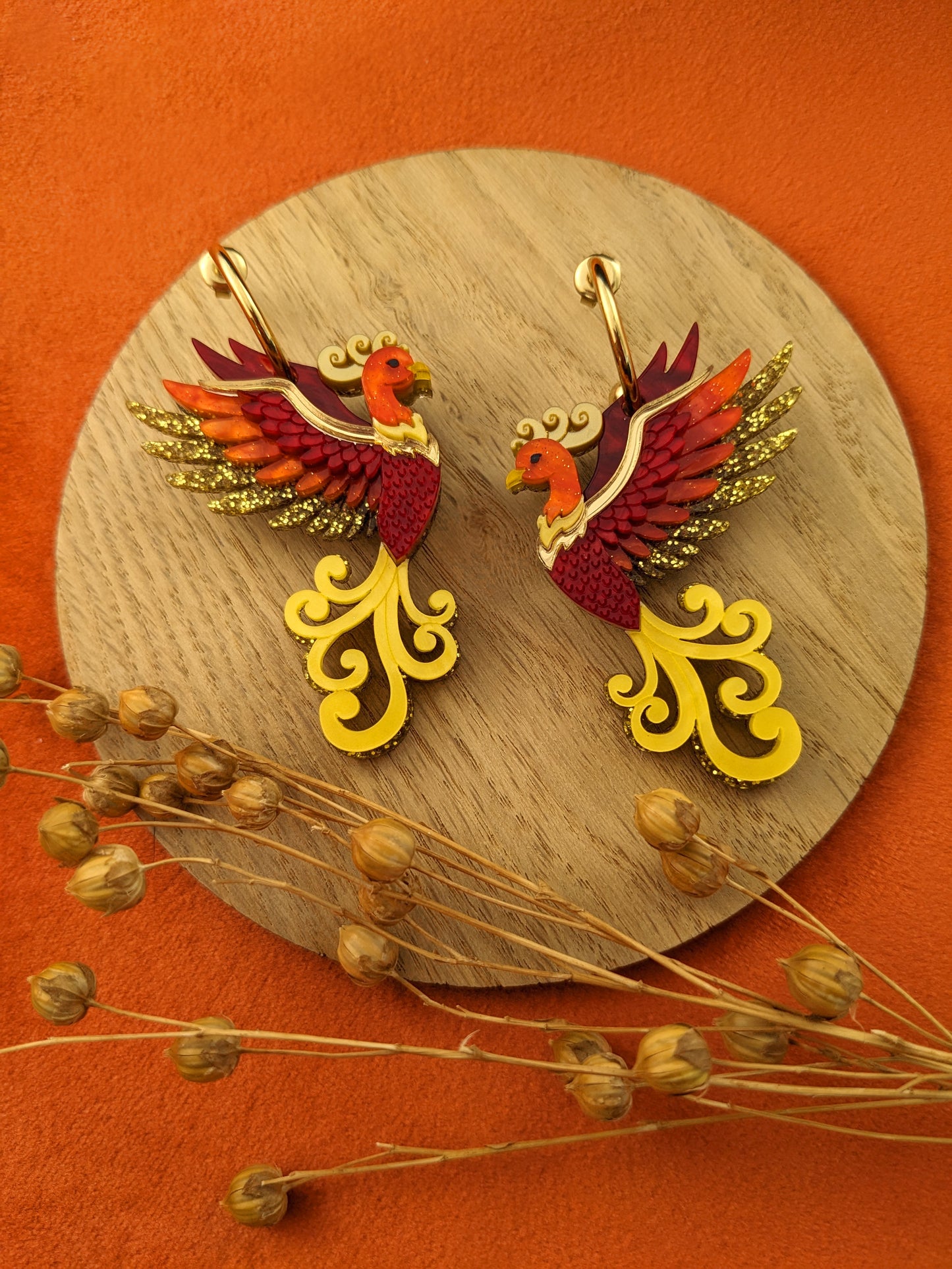 PRE ORDER Phoenix Earrings (choose flame studs or hoops)