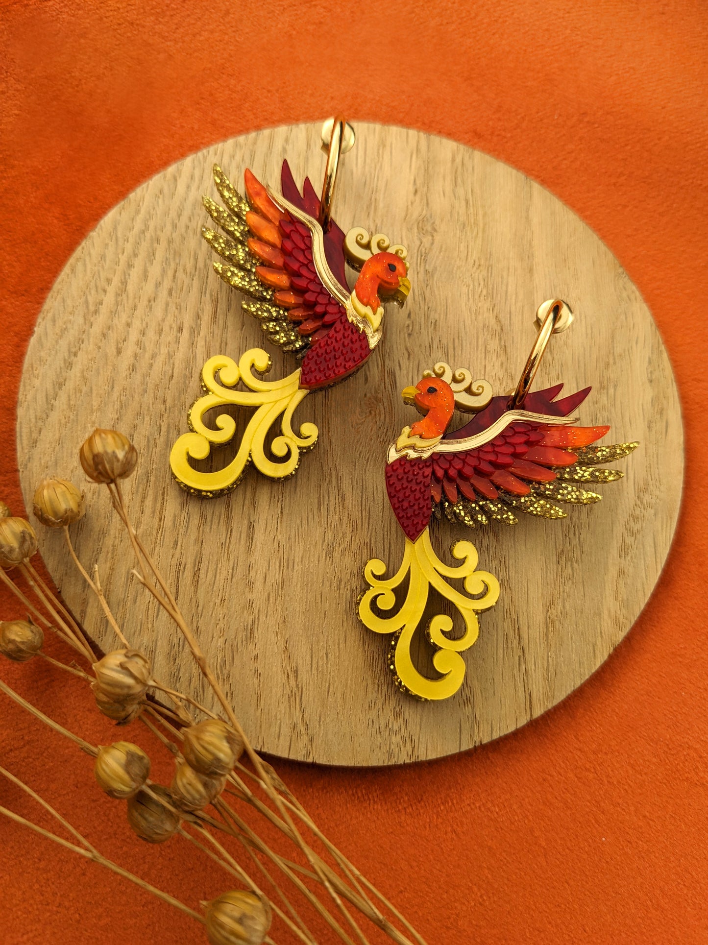 PRE ORDER Phoenix Earrings (choose flame studs or hoops)