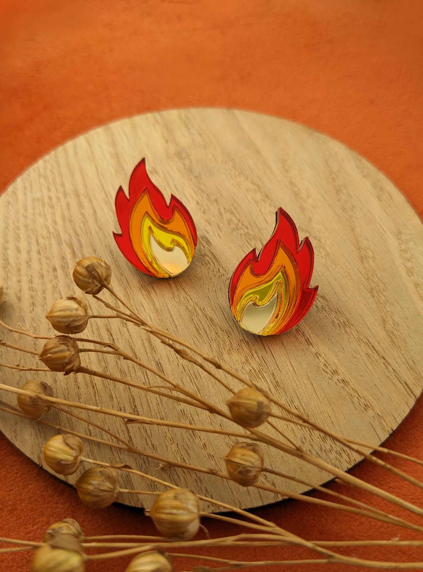 PRE ORDER Flame Studs (2 sizes and flame up or down)