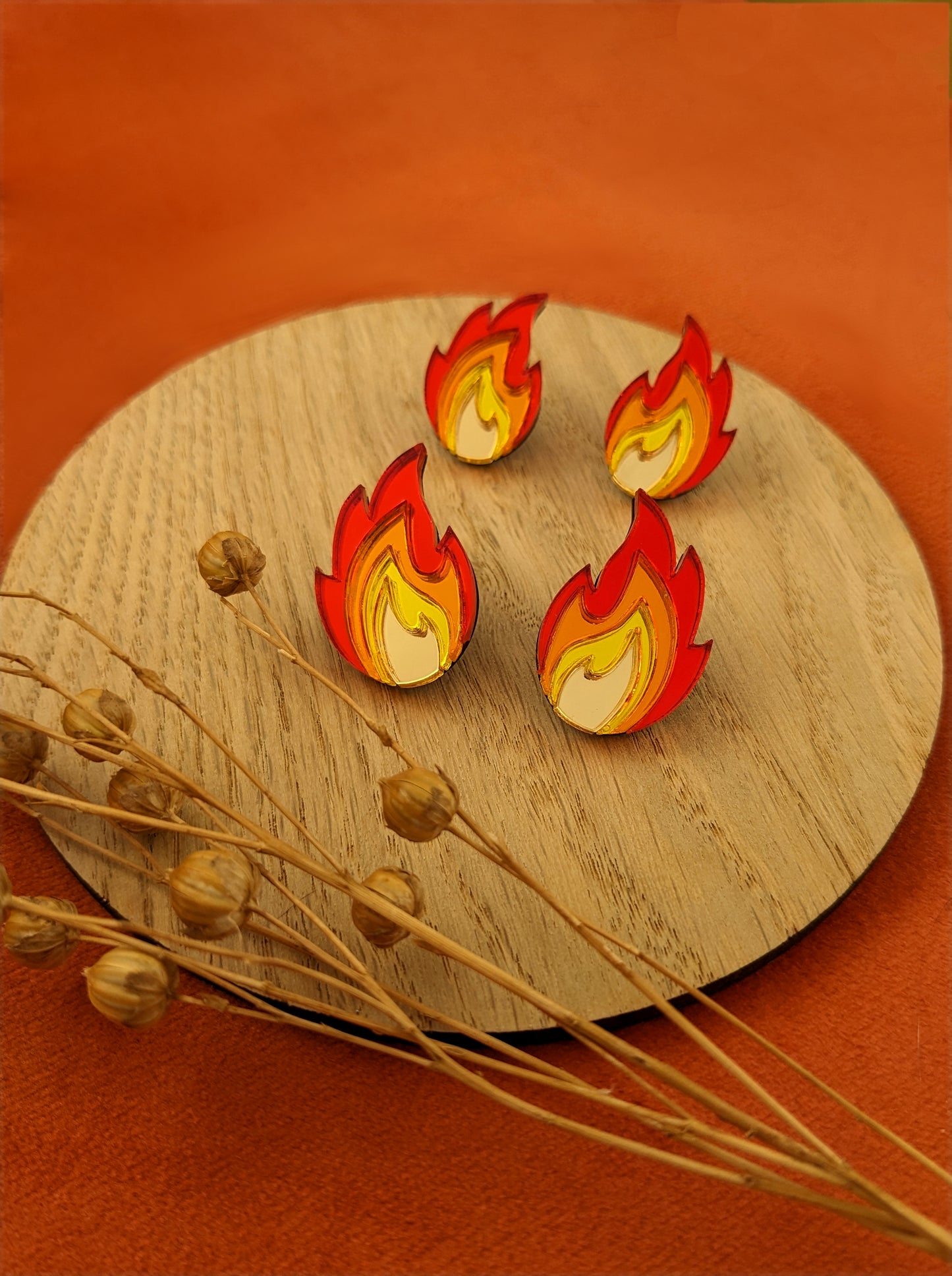 PRE ORDER Flame Studs (2 sizes and flame up or down)