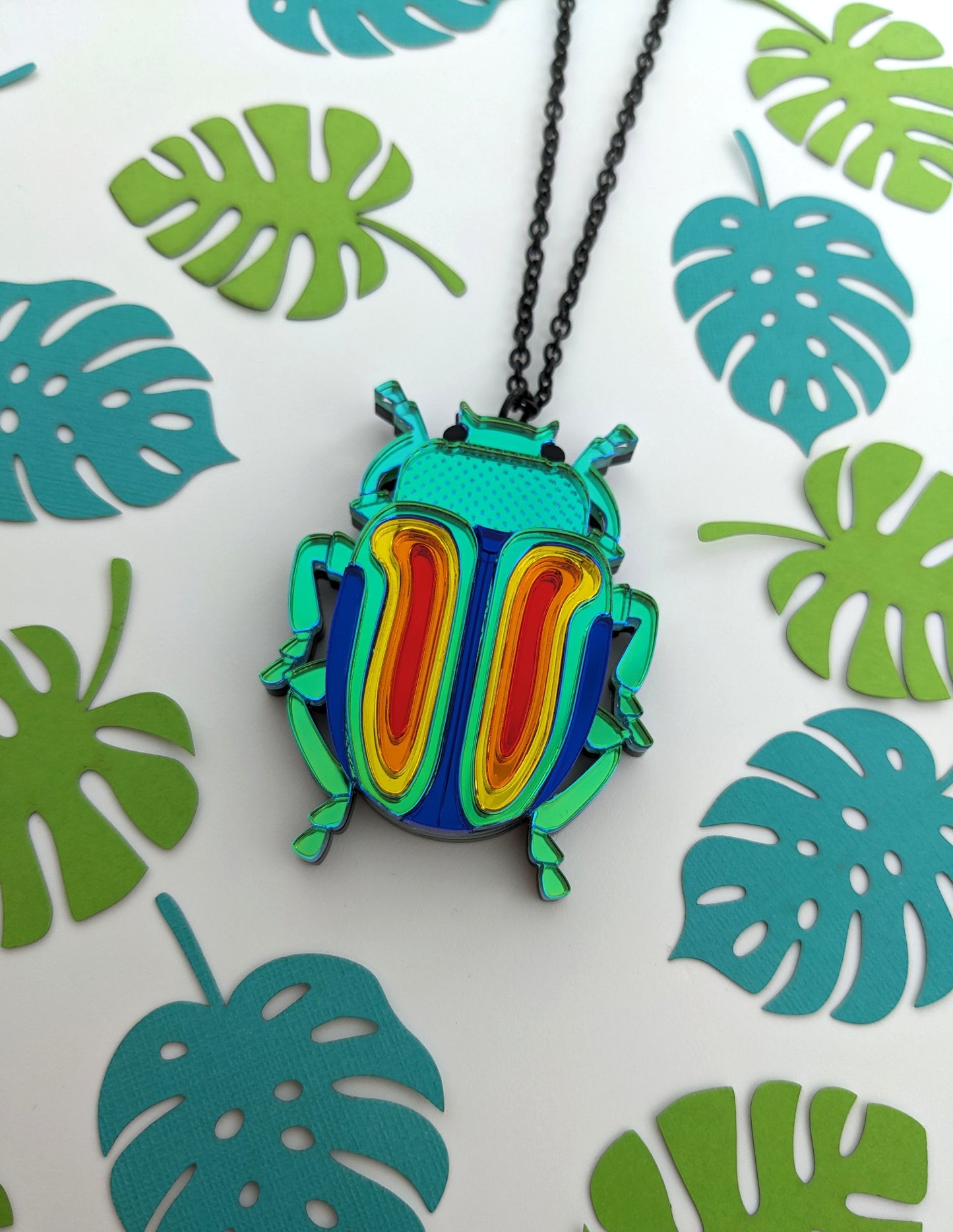 PRE ORDER Rainbow Beetle Pendant (Chrysolina Fatuosa)