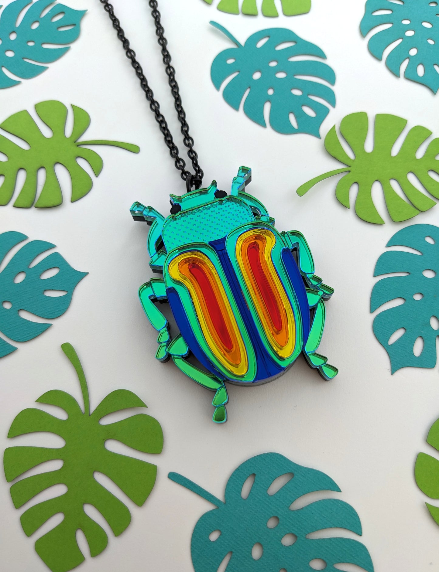 PRE ORDER Rainbow Beetle Pendant (Chrysolina Fatuosa)