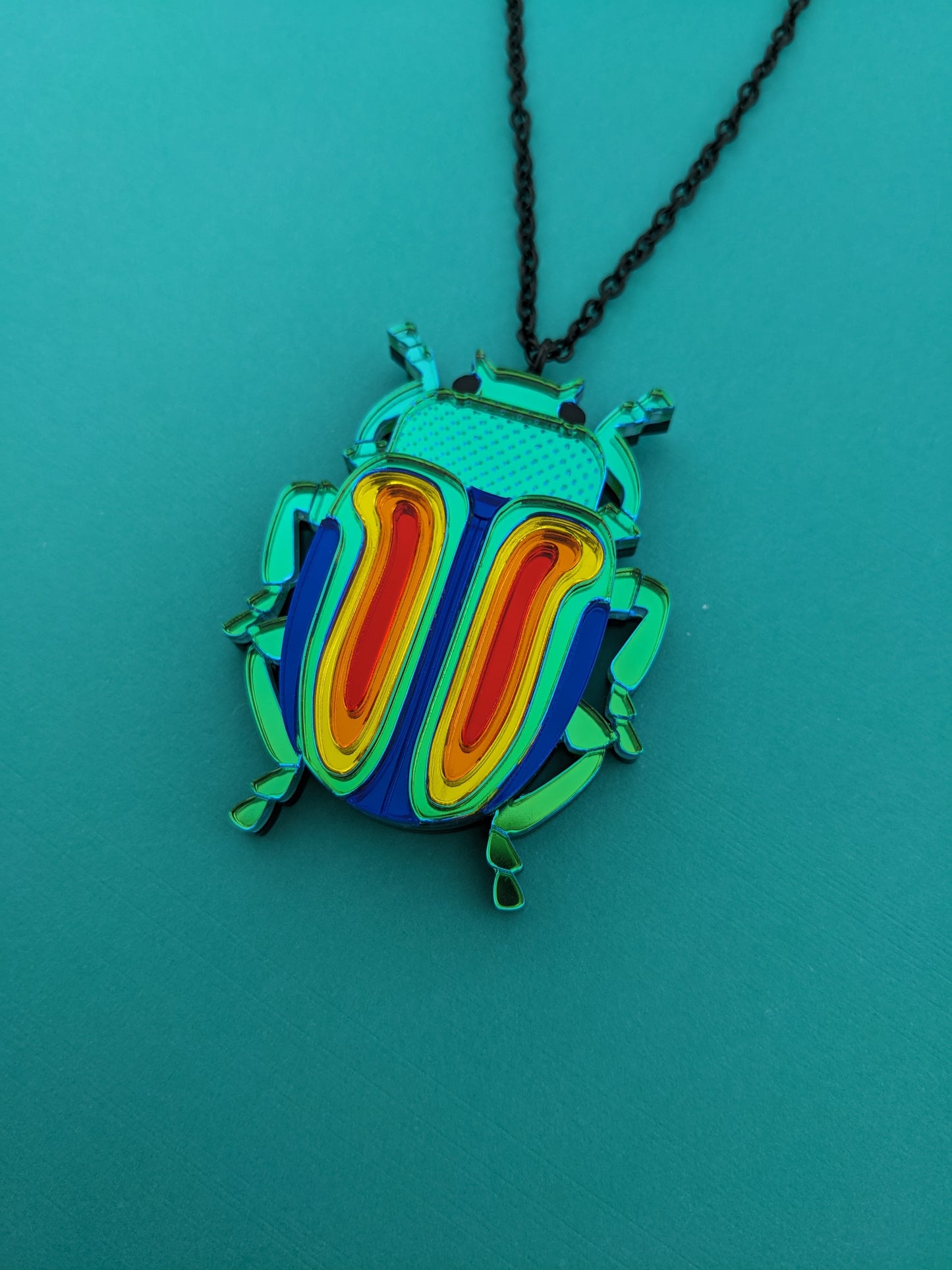 PRE ORDER Rainbow Beetle Pendant (Chrysolina Fatuosa)