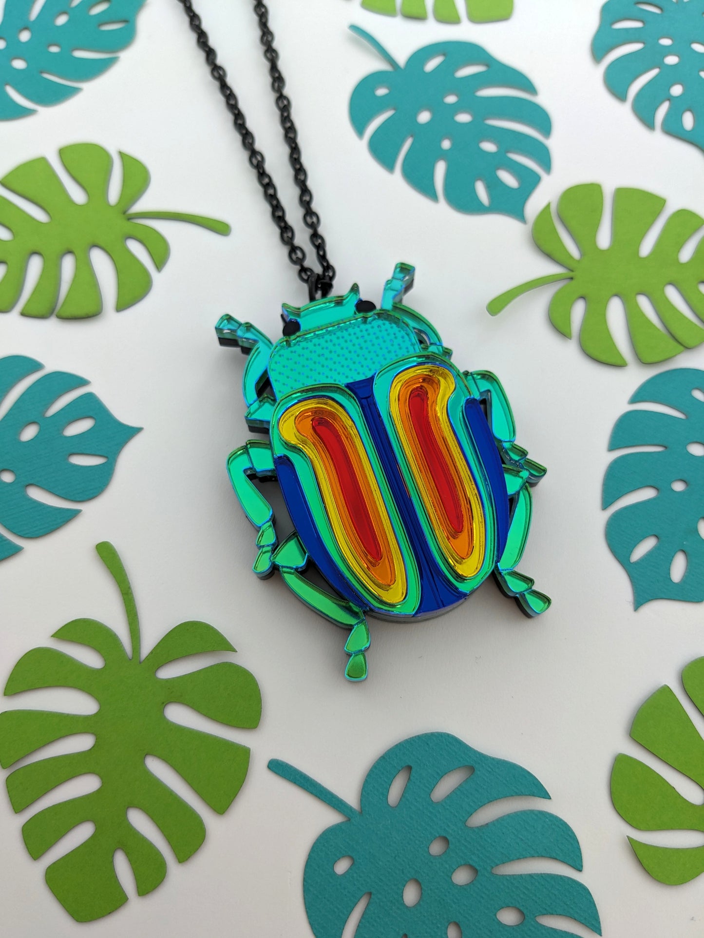 PRE ORDER Rainbow Beetle Pendant (Chrysolina Fatuosa)