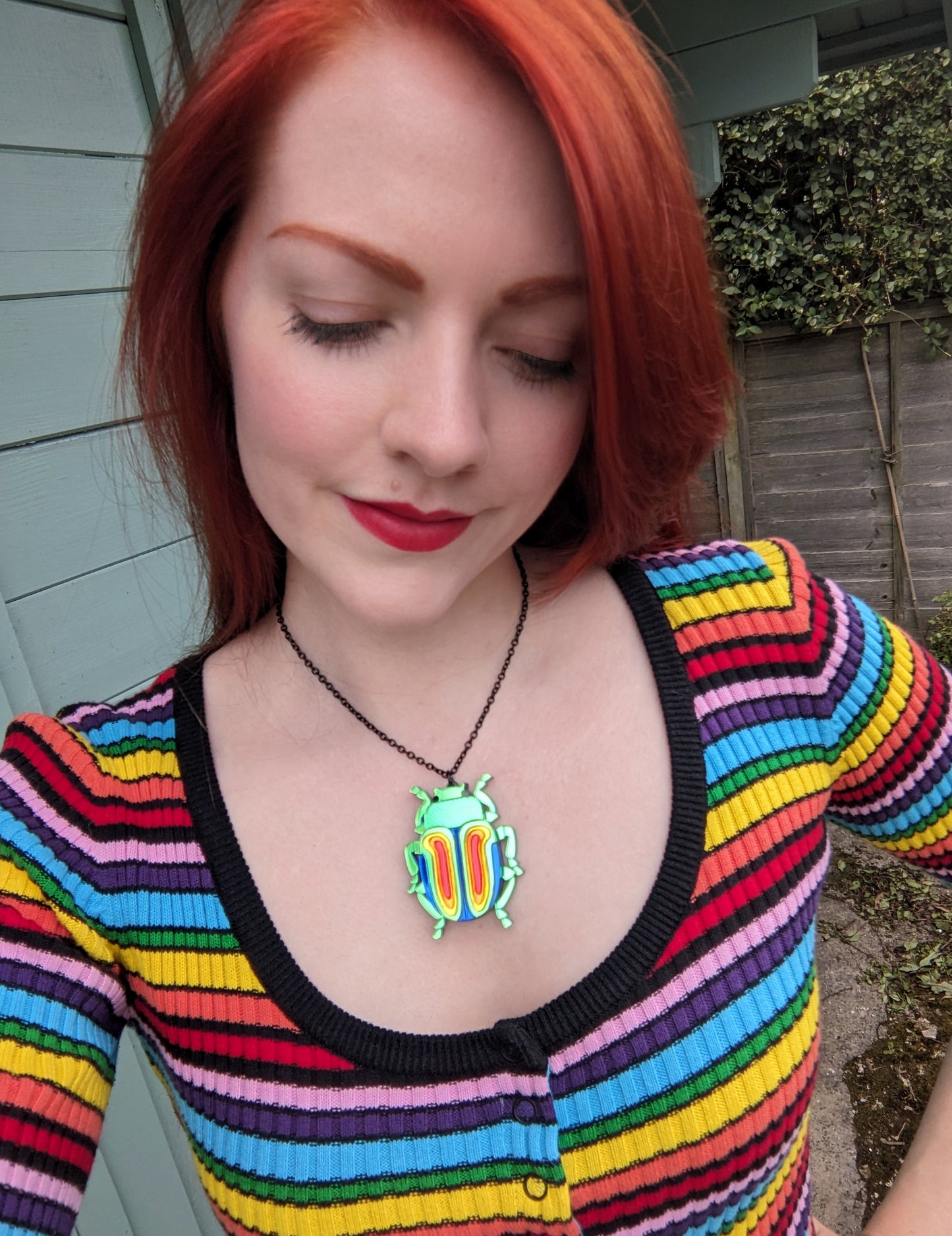 PRE ORDER Rainbow Beetle Pendant (Chrysolina Fatuosa)