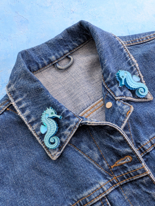 PRE ORDER Single Mini Seahorse Brooch (Same size as statement earrings) 3 Colours