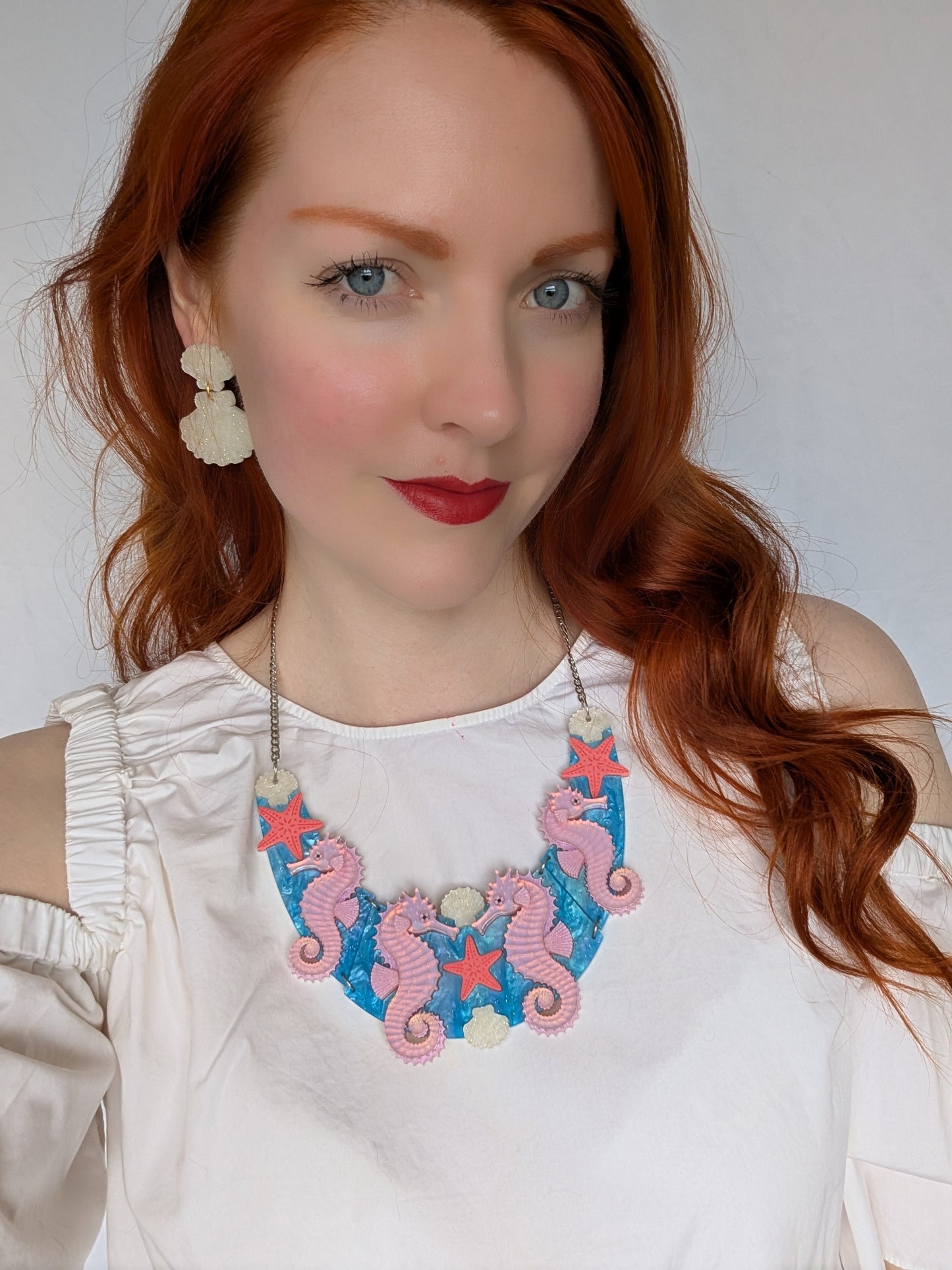 PRE ORDER Seahorse Statement Necklace IRIDESCENT PINK