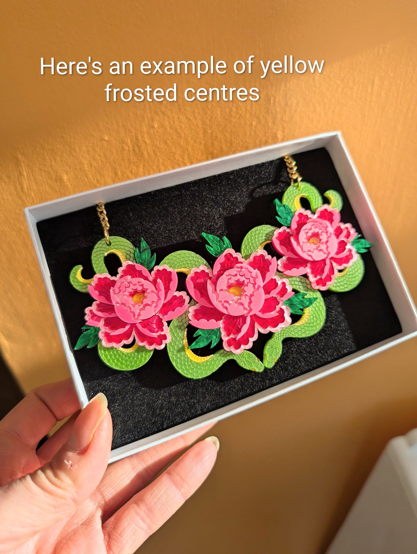 PRE ORDER Snakes & Florals Bib Necklace metallic GREEN