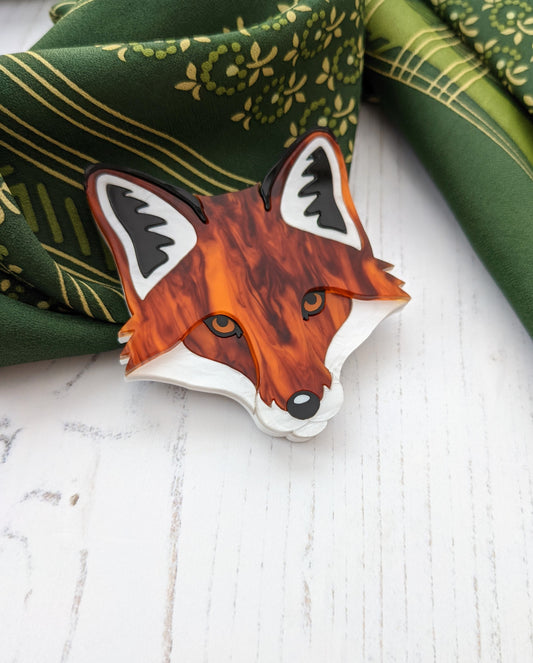 Fox Head Brooch - 'Autumn'