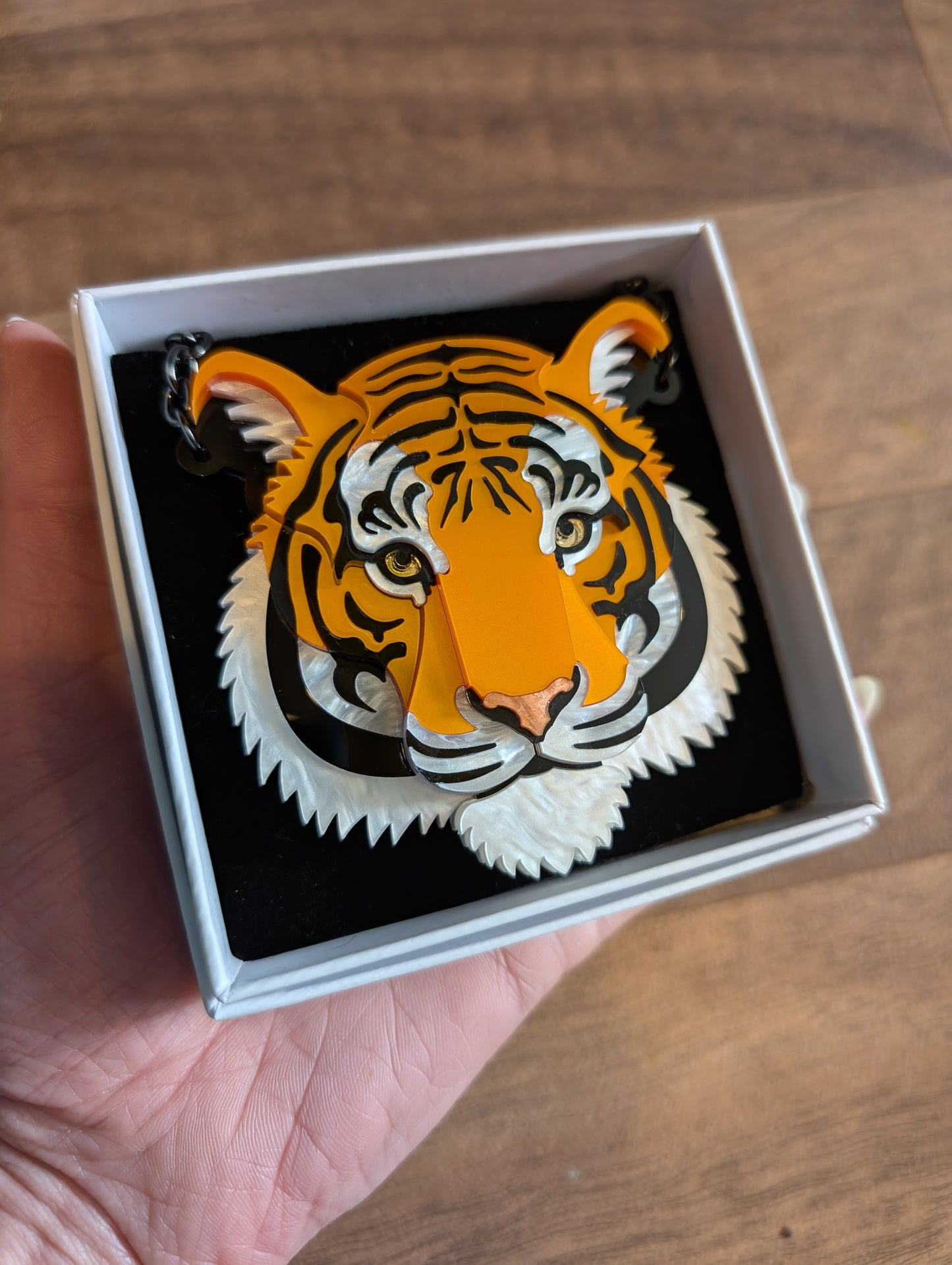 PRE ORDER Statement Tiger Head Necklace 2026 (Metallic Orange)