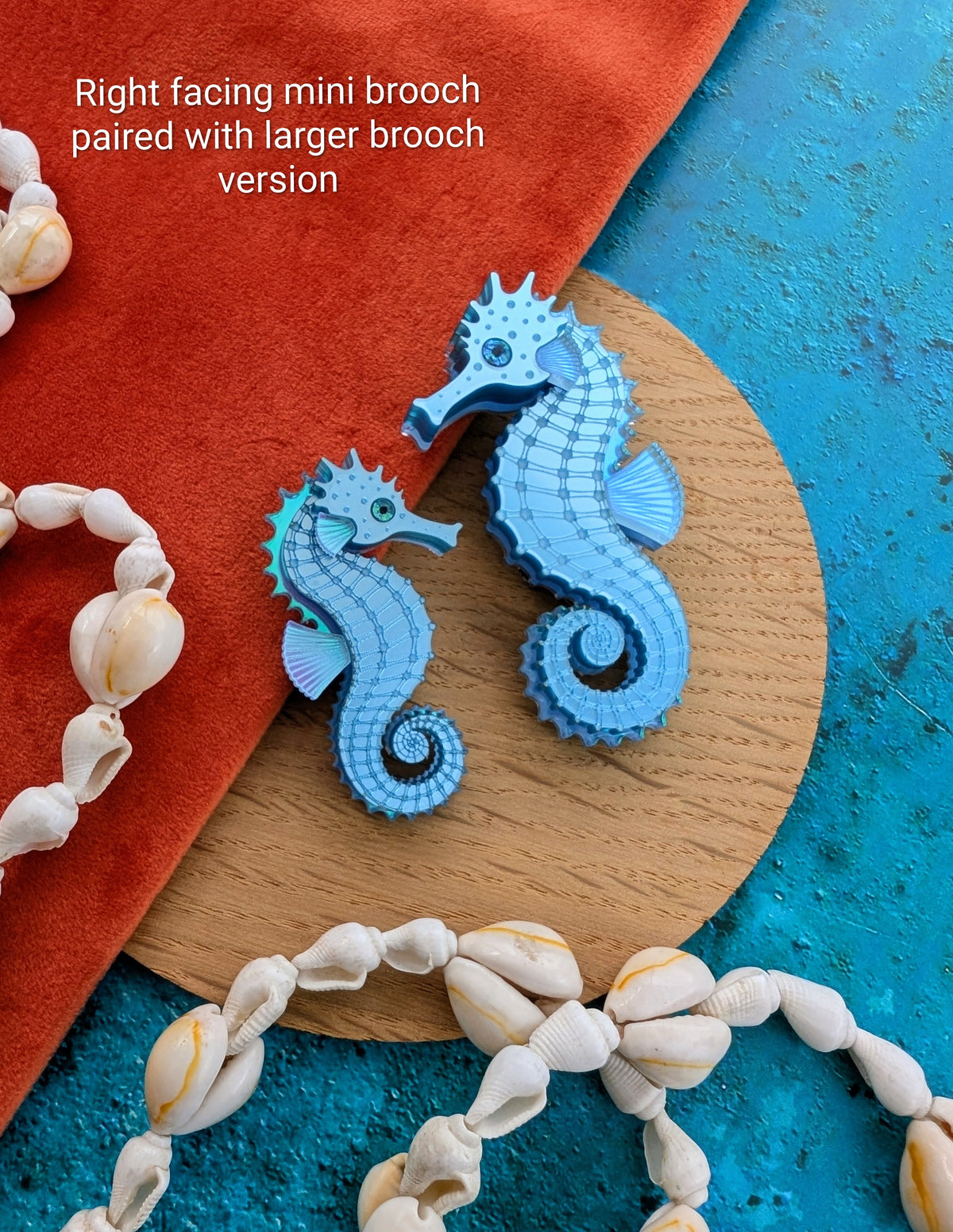 PRE ORDER Single Mini Seahorse Brooch (Same size as statement earrings) 3 Colours