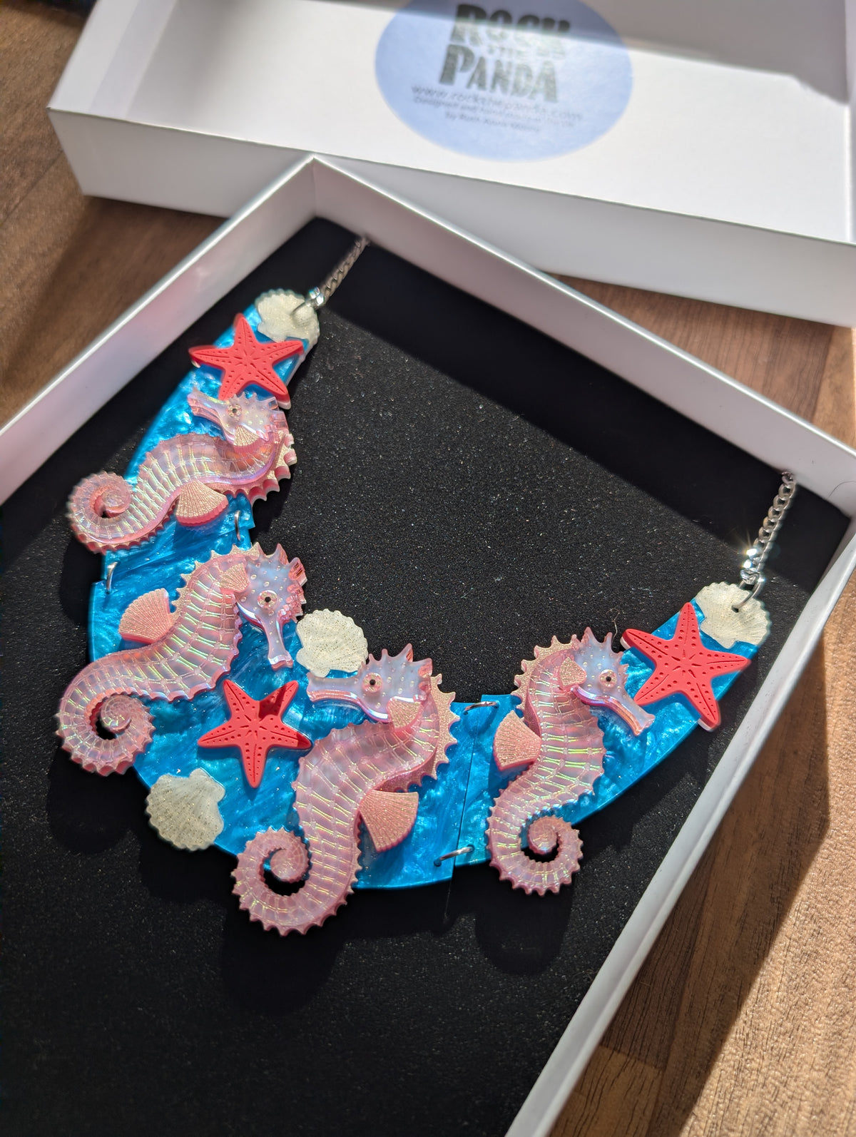PRE ORDER Seahorse Statement Necklace IRIDESCENT PINK