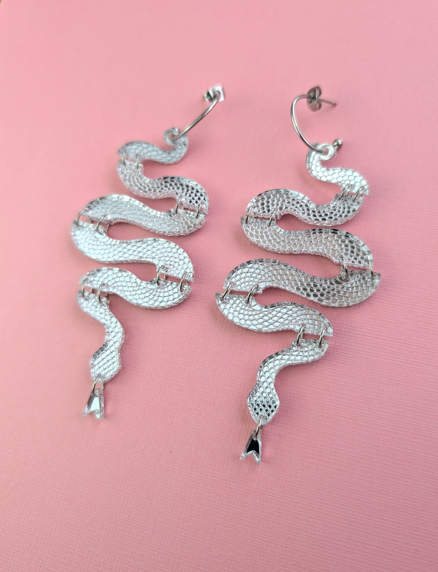 PRE ORDER Statement Snake Earrings - Gold, iridescent, red or silver, green (ask for different coloured tongues via basket notes).