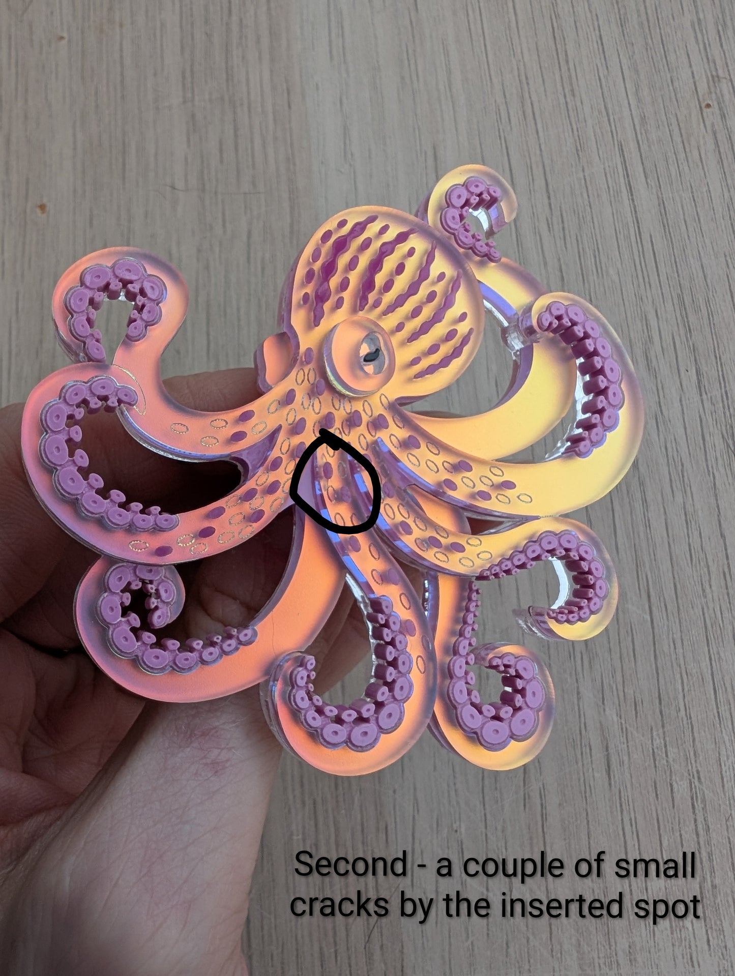 PRE ORDER Acrylic Octopus Brooch Iridescent LILAC, acrylic jewellery, jewelry