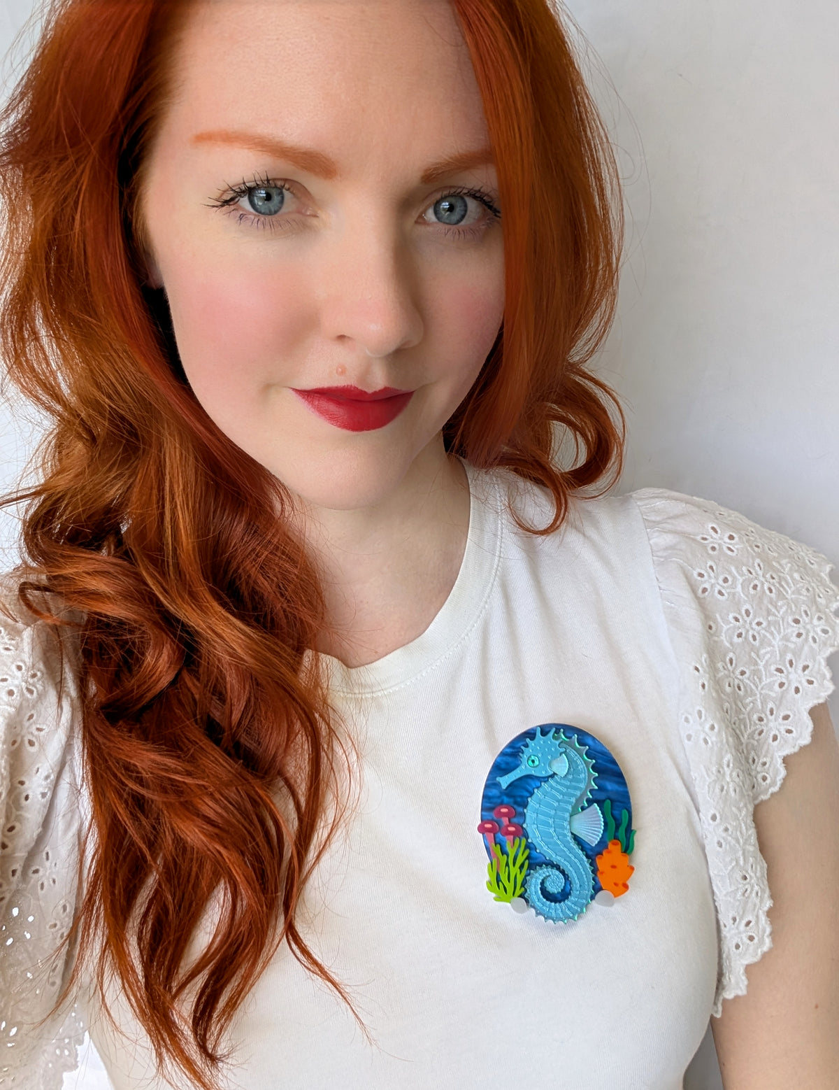 PRE ORDER Seahorse Statement Brooch BLUE