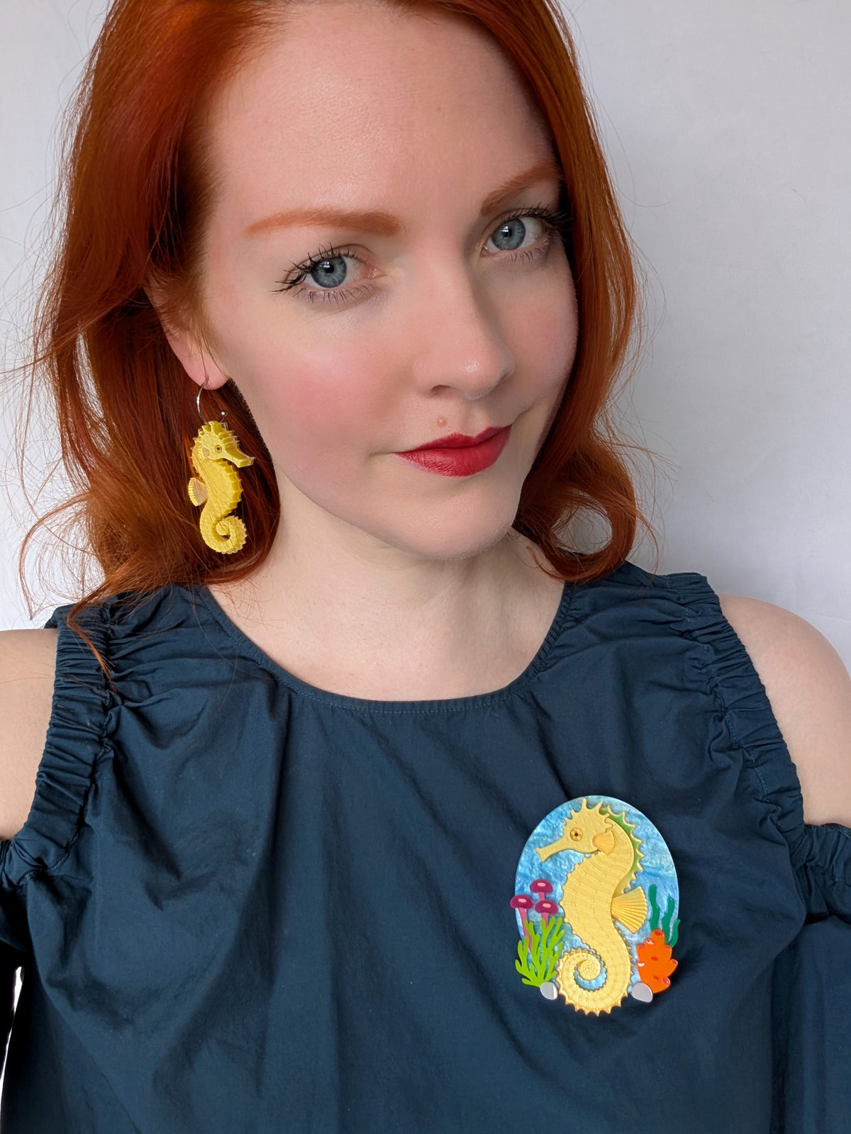 PRE ORDER Seahorse Statement Brooch YELLOW