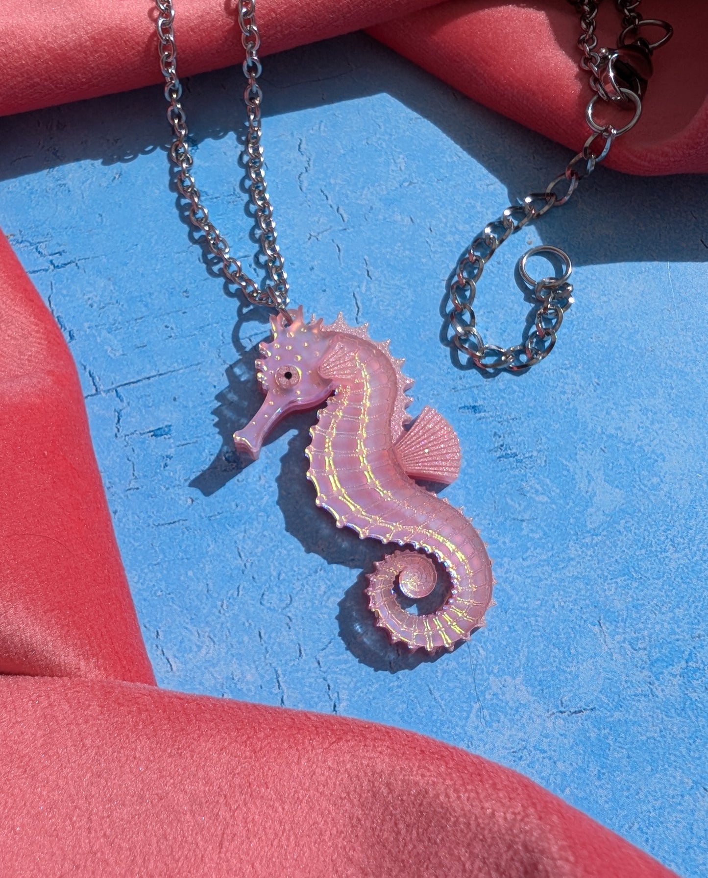 PRE ORDER Single Seahorse Small Pendant (YELLOW, PINK or BLUE) (Same size as statement earrings) (iridescent option matches other pieces)