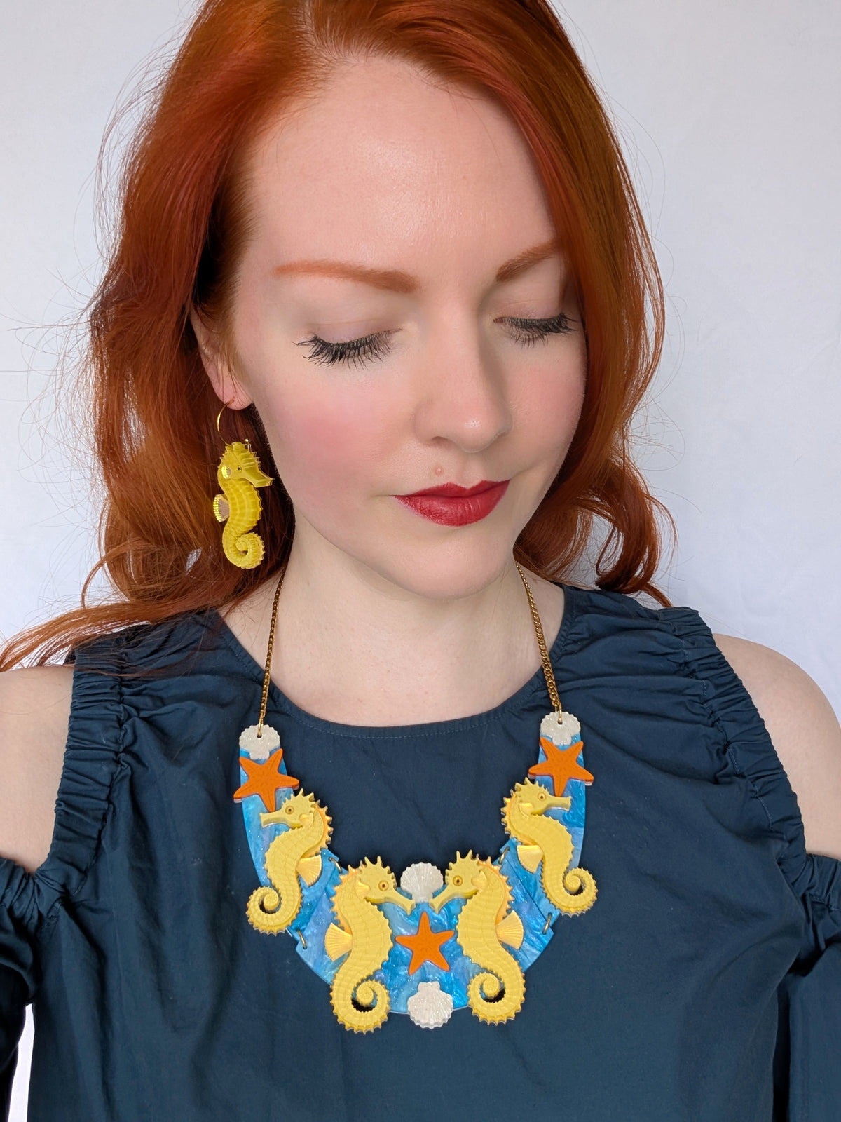 PRE ORDER Seahorse Statement Necklace YELLOW