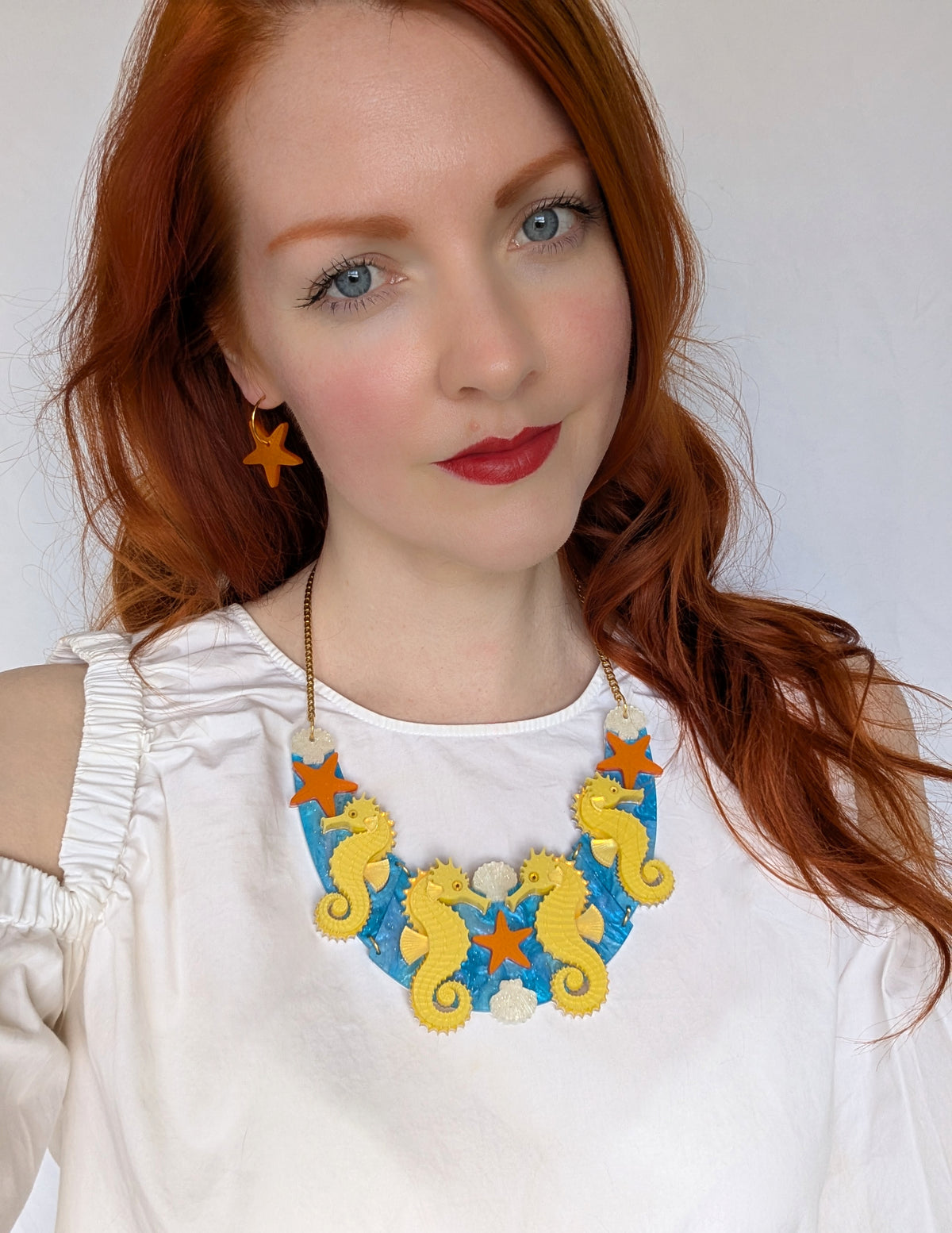 PRE ORDER Seahorse Statement Necklace YELLOW