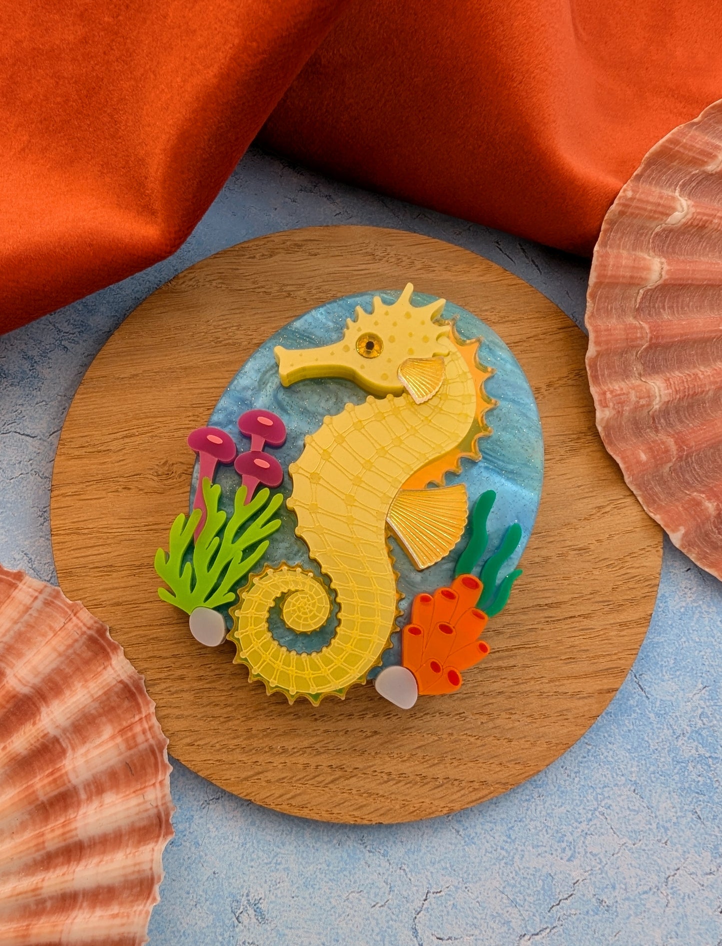 PRE ORDER Seahorse Statement Brooch YELLOW