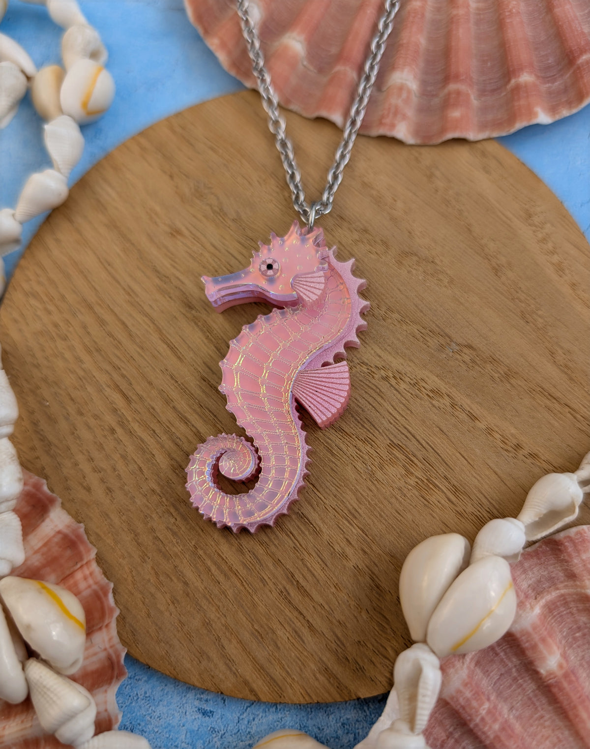 PRE ORDER Single Seahorse Small Pendant (YELLOW, PINK or BLUE) (Same size as statement earrings) (iridescent option matches other pieces)