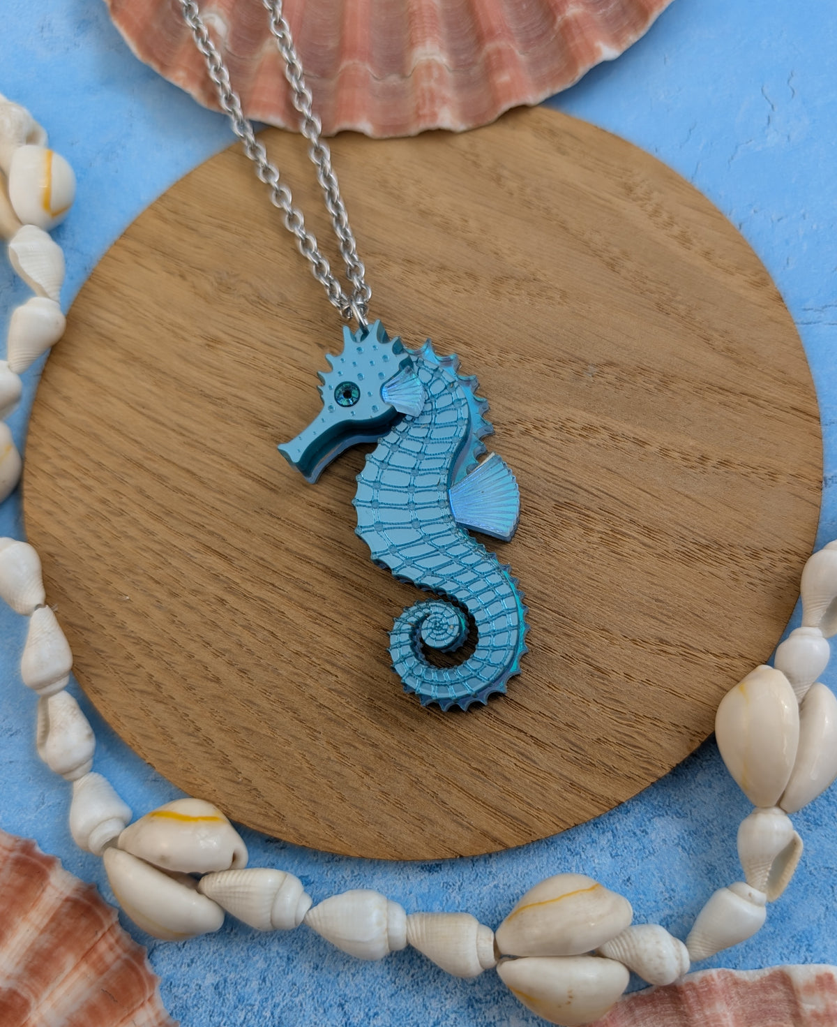 PRE ORDER Single Seahorse Small Pendant (YELLOW, PINK or BLUE) (Same size as statement earrings) (iridescent option matches other pieces)