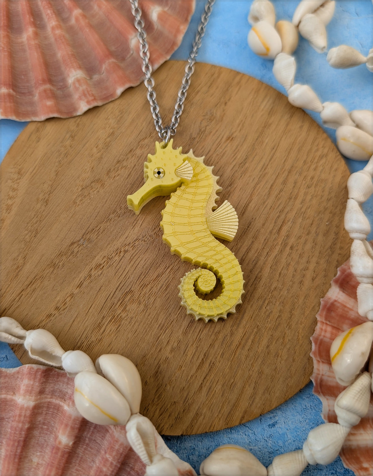 PRE ORDER Single Seahorse Small Pendant (YELLOW, PINK or BLUE) (Same size as statement earrings) (iridescent option matches other pieces)