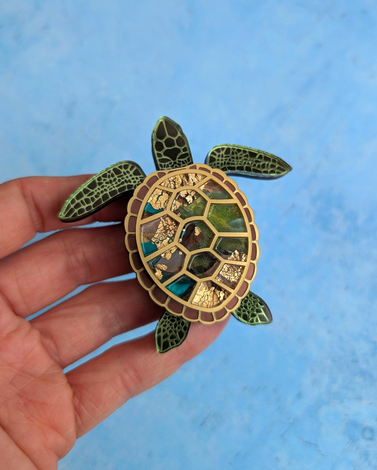 PRE ORDER Turtle Brooch (featuring in house recycled acrylic)
