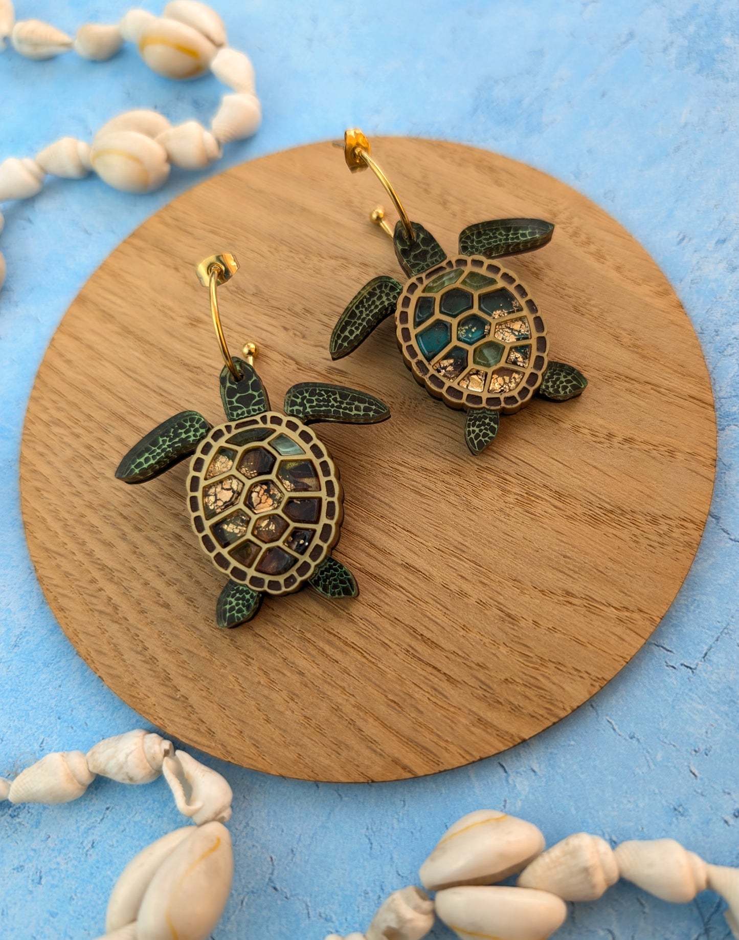 PRE ORDER Turtle Earrings (featuring in house recycled acrylic)