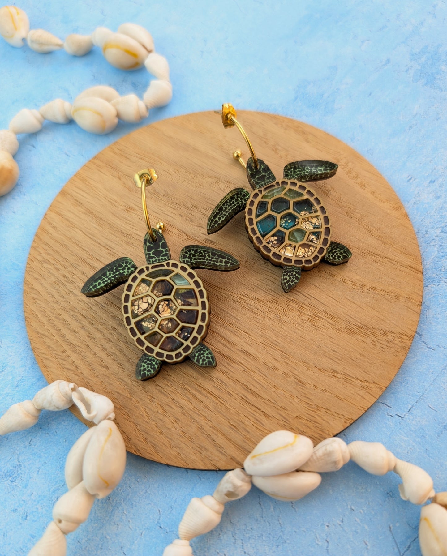 PRE ORDER Turtle Earrings (featuring in house recycled acrylic)