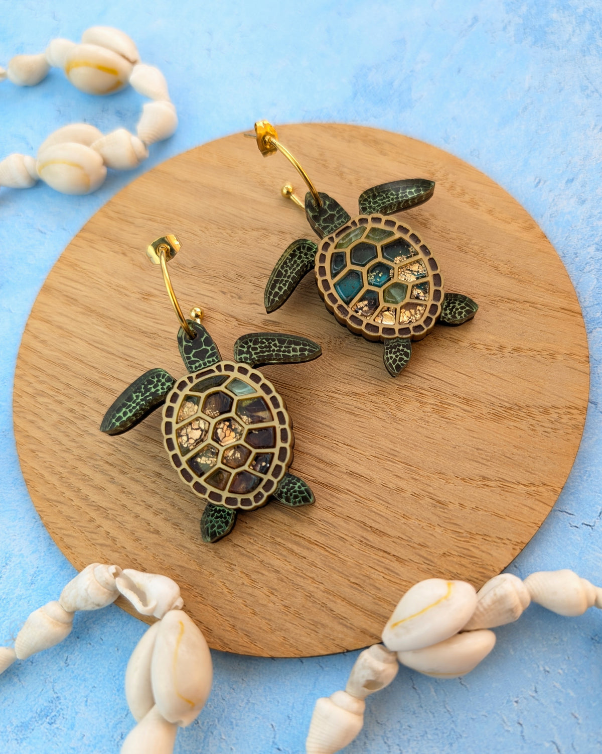 PRE ORDER Turtle Earrings (featuring in house recycled acrylic)