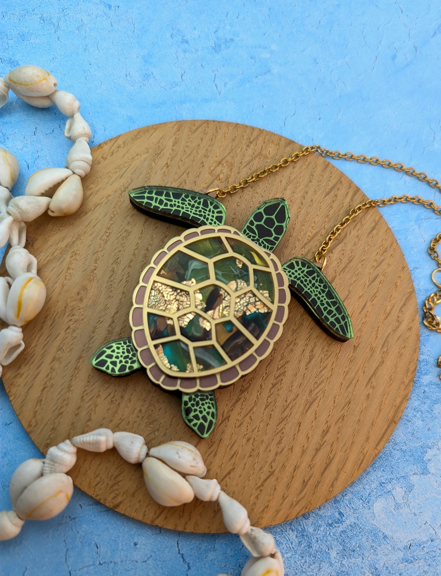 PRE ORDER Turtle Necklace (featuring in house recycled acrylic)