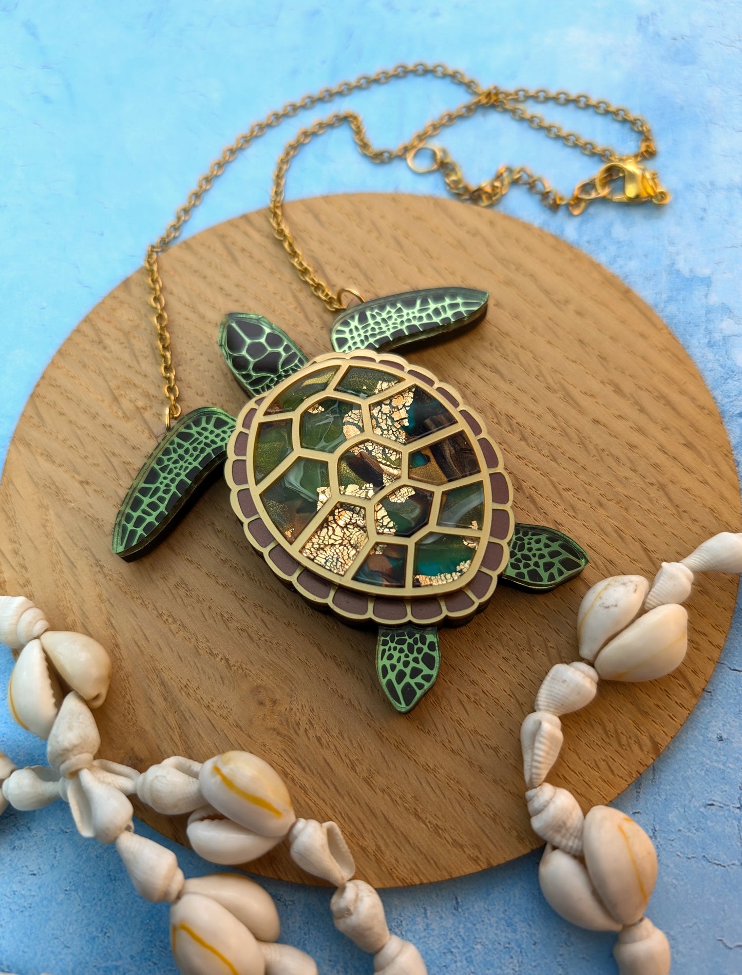 PRE ORDER Turtle Necklace (featuring in house recycled acrylic)