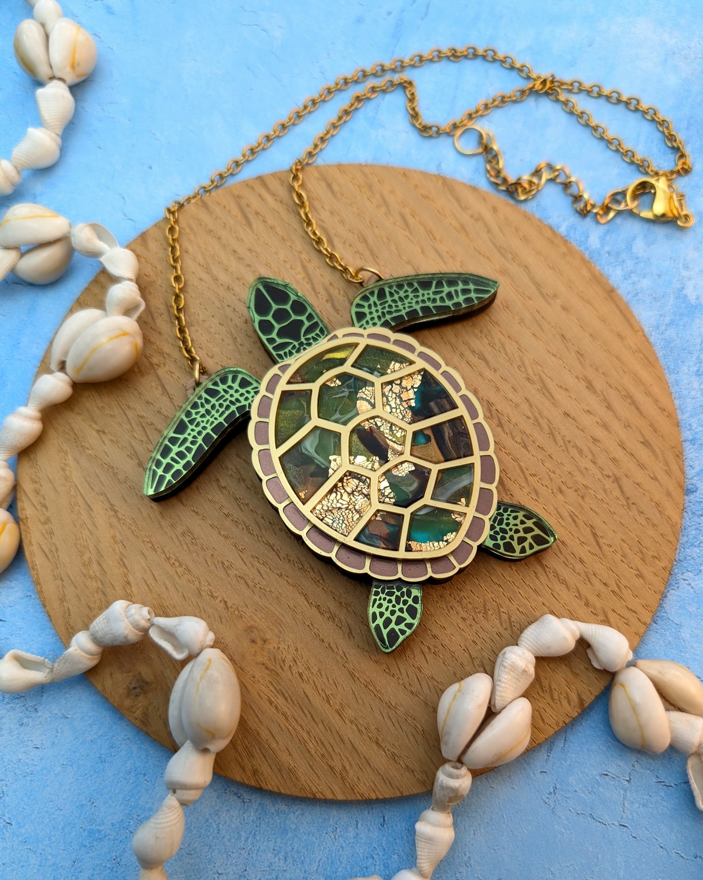 PRE ORDER Turtle Necklace (featuring in house recycled acrylic)
