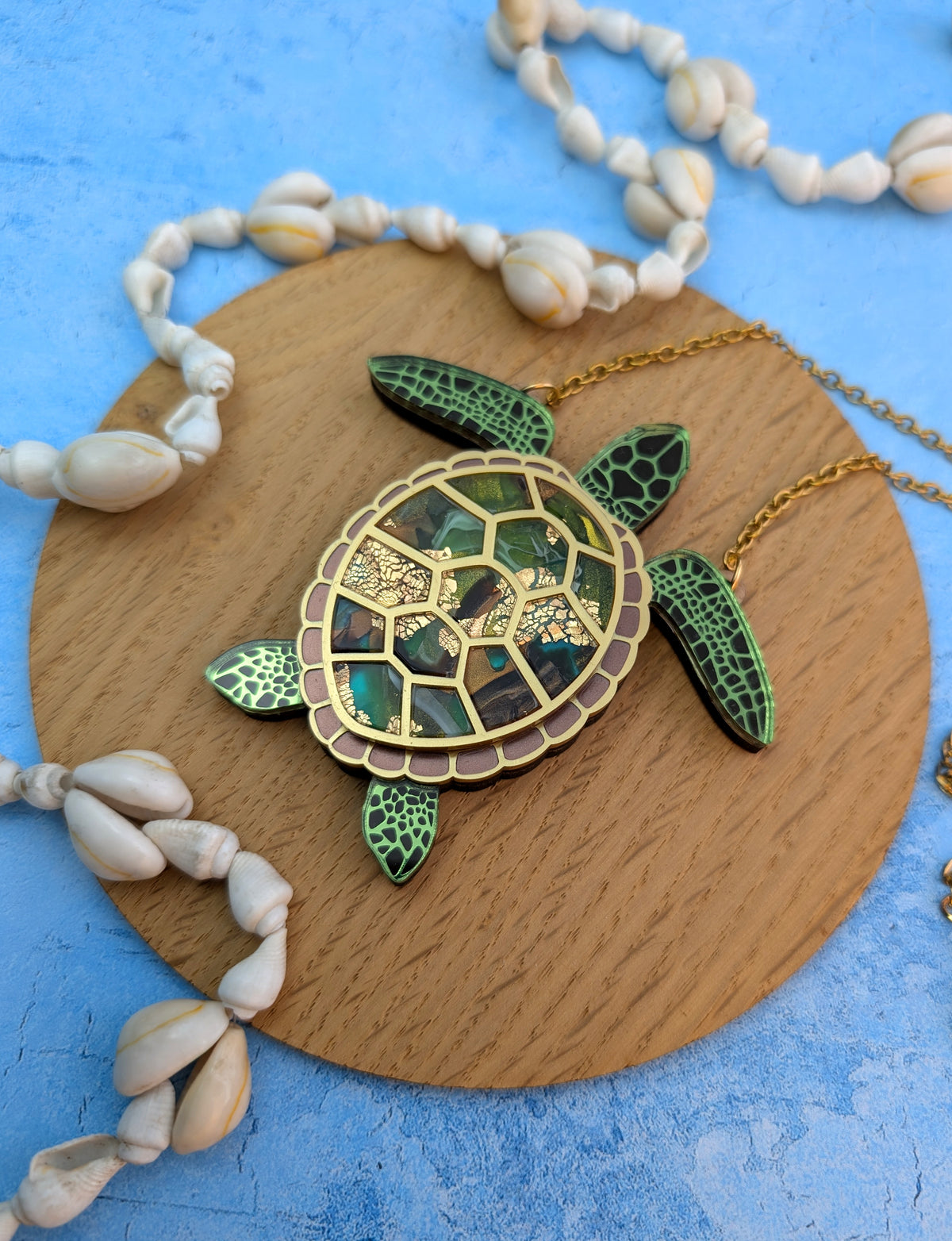PRE ORDER Turtle Necklace (featuring in house recycled acrylic)