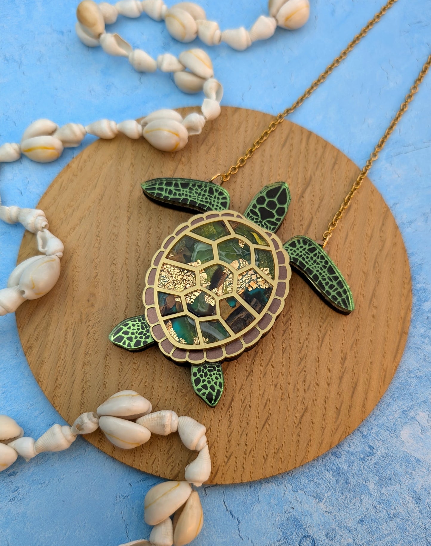 PRE ORDER Turtle Necklace (featuring in house recycled acrylic)
