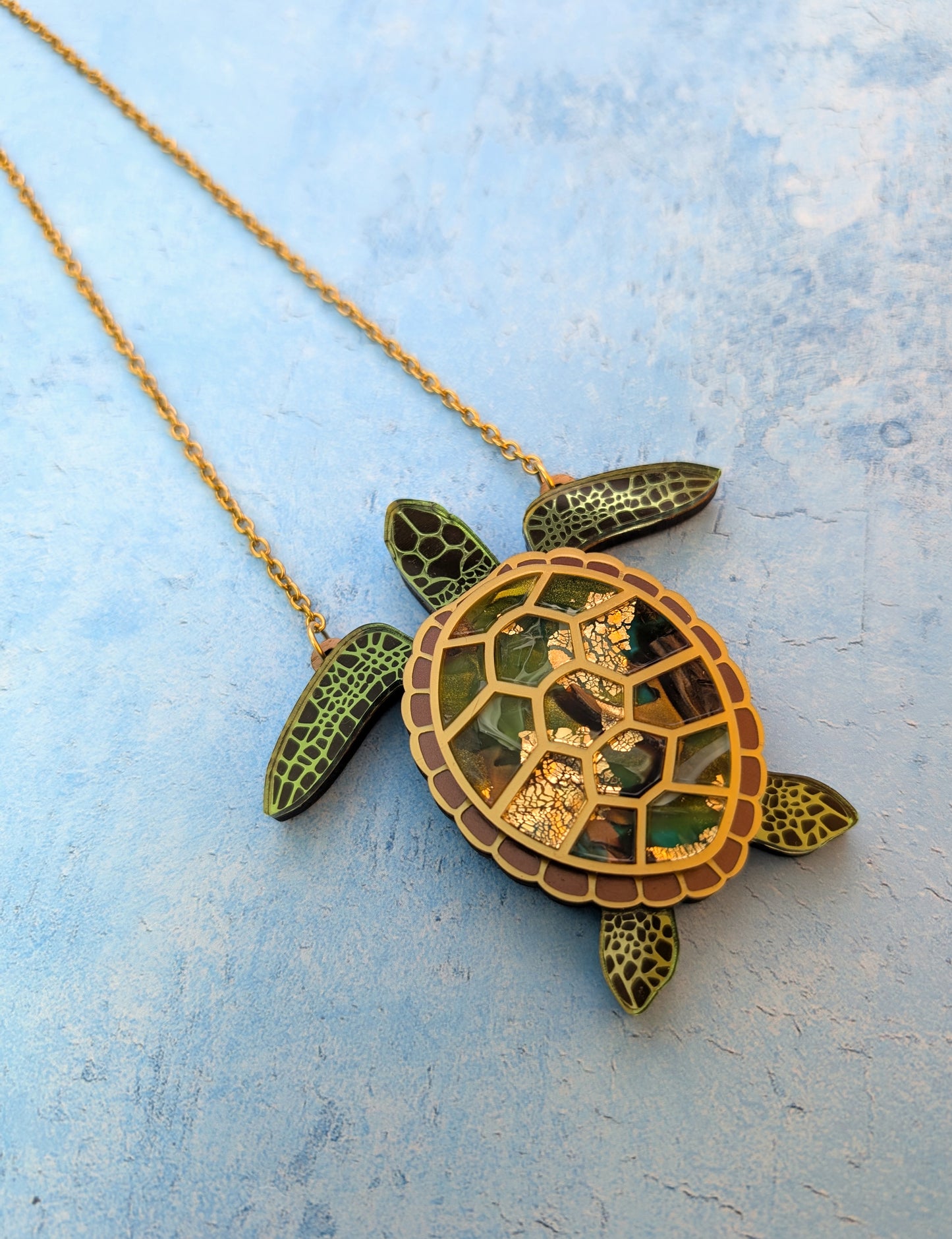PRE ORDER Turtle Necklace (featuring in house recycled acrylic)