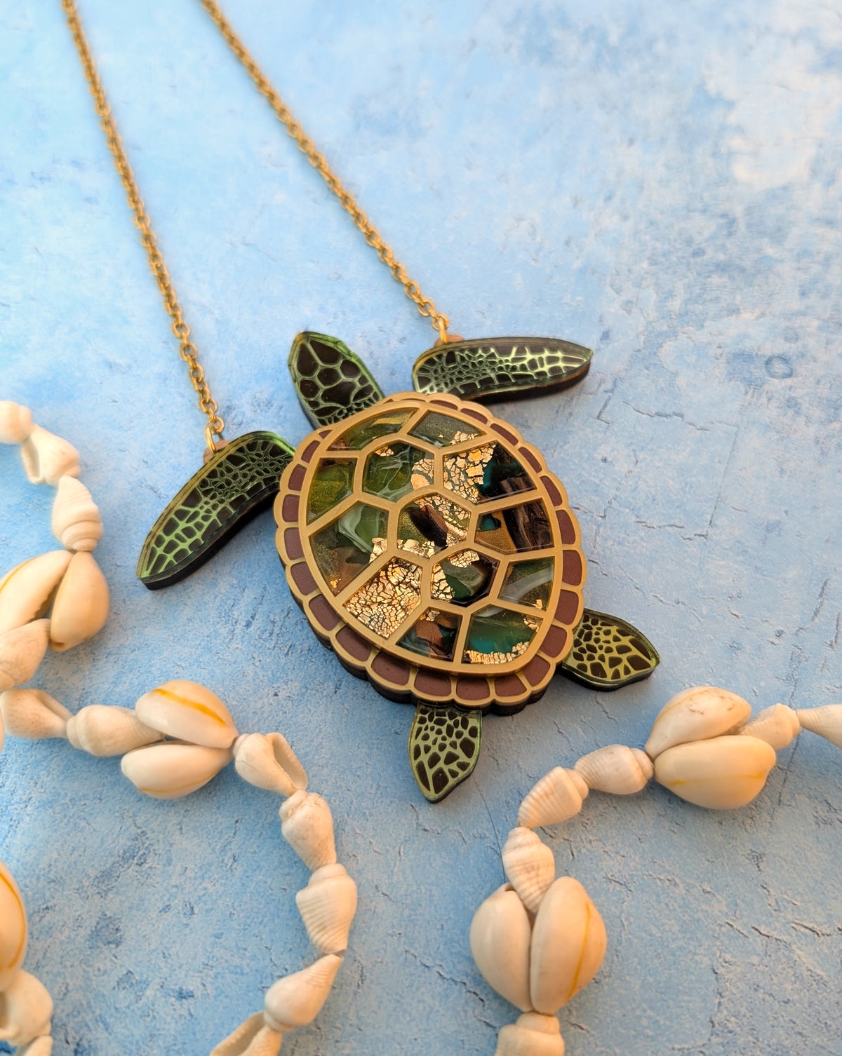 PRE ORDER Turtle Necklace (featuring in house recycled acrylic)