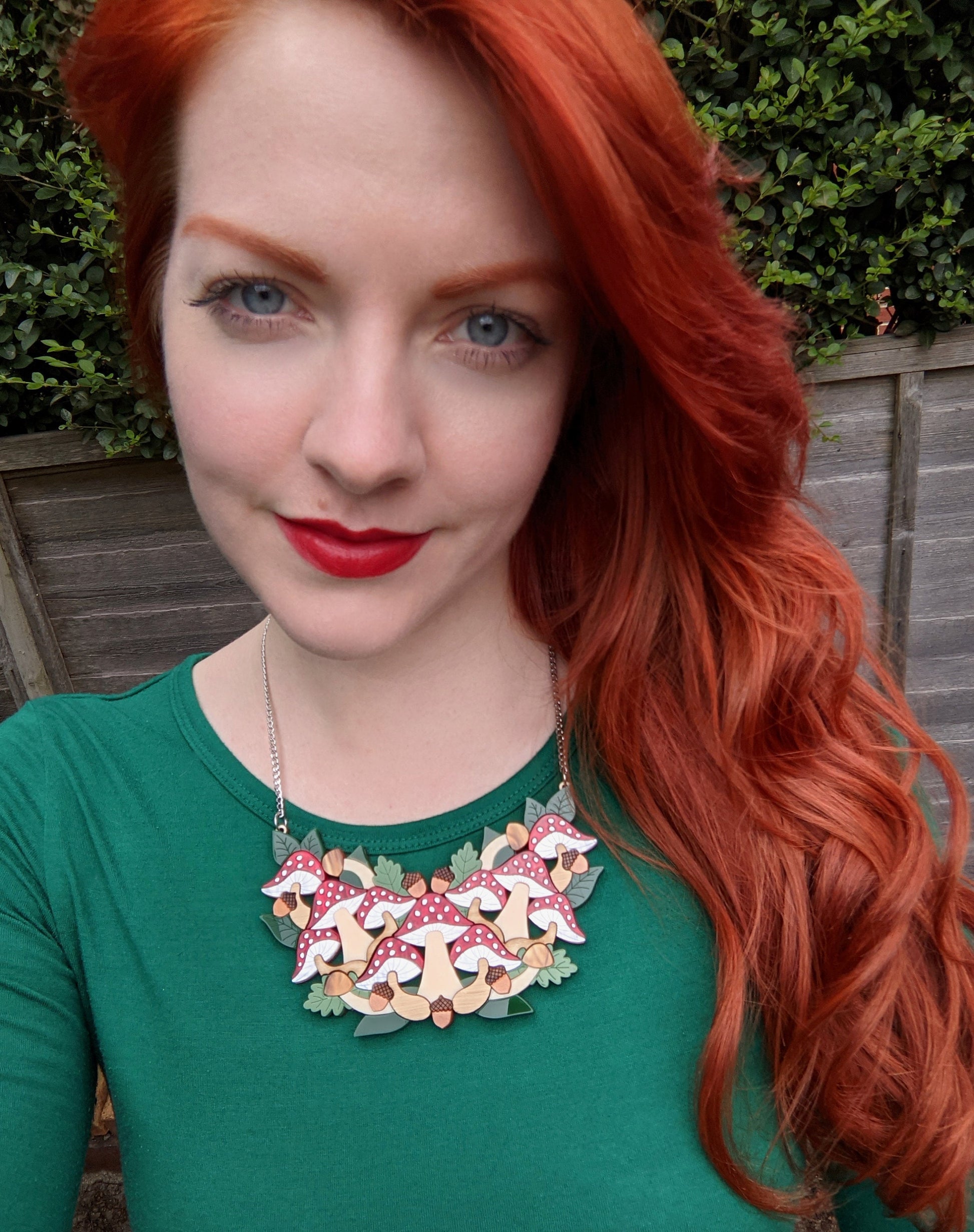 Handmade laser cut acrylic mushroom necklace 