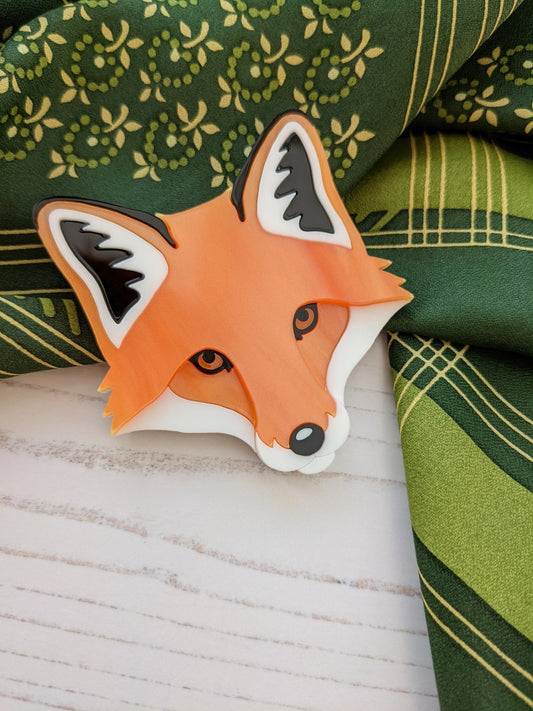 PRE ORDER Fox Head Brooch - 'Summer'