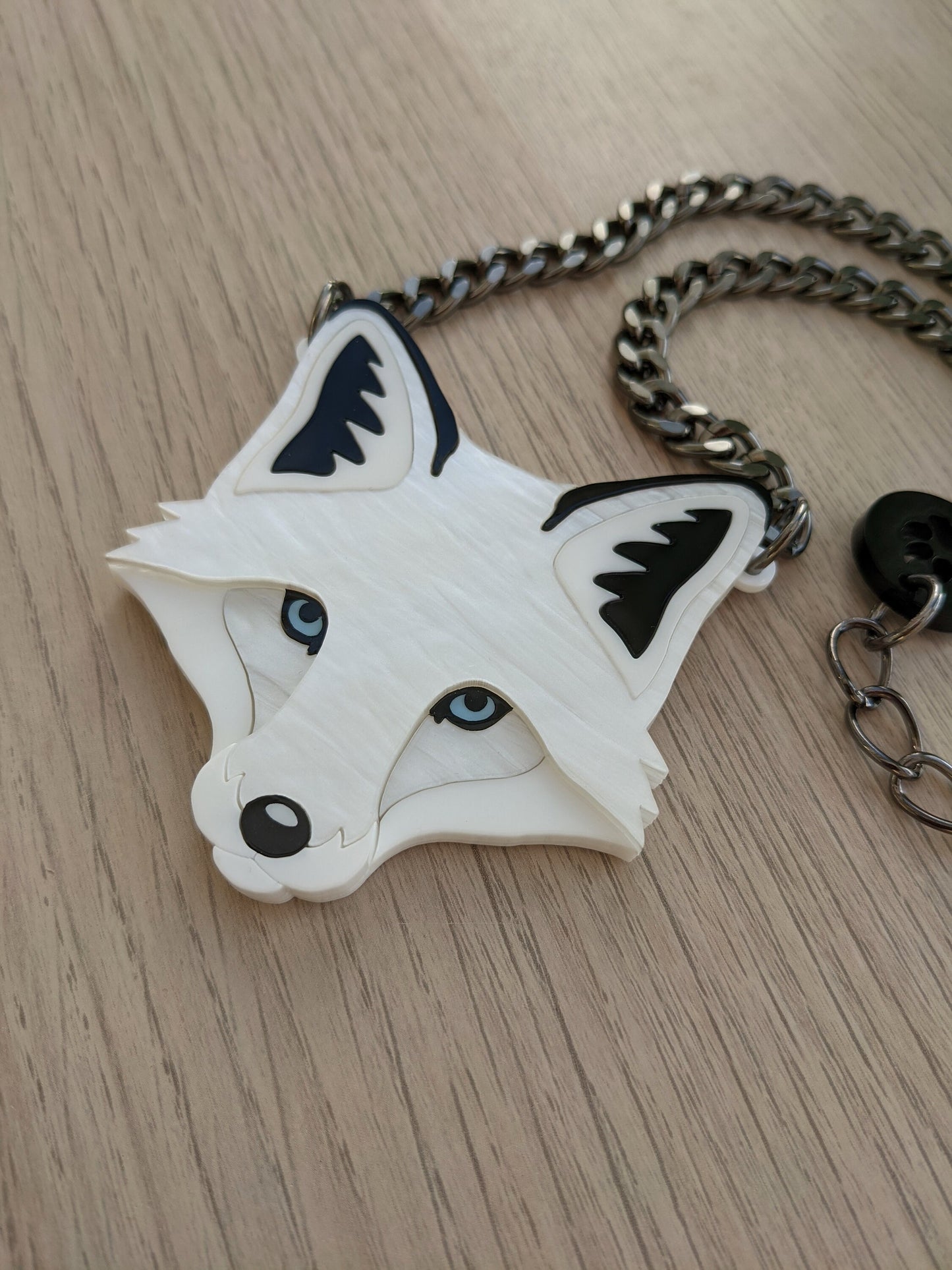 PRE ORDER Statement Fox Head Necklace - 'Winter'