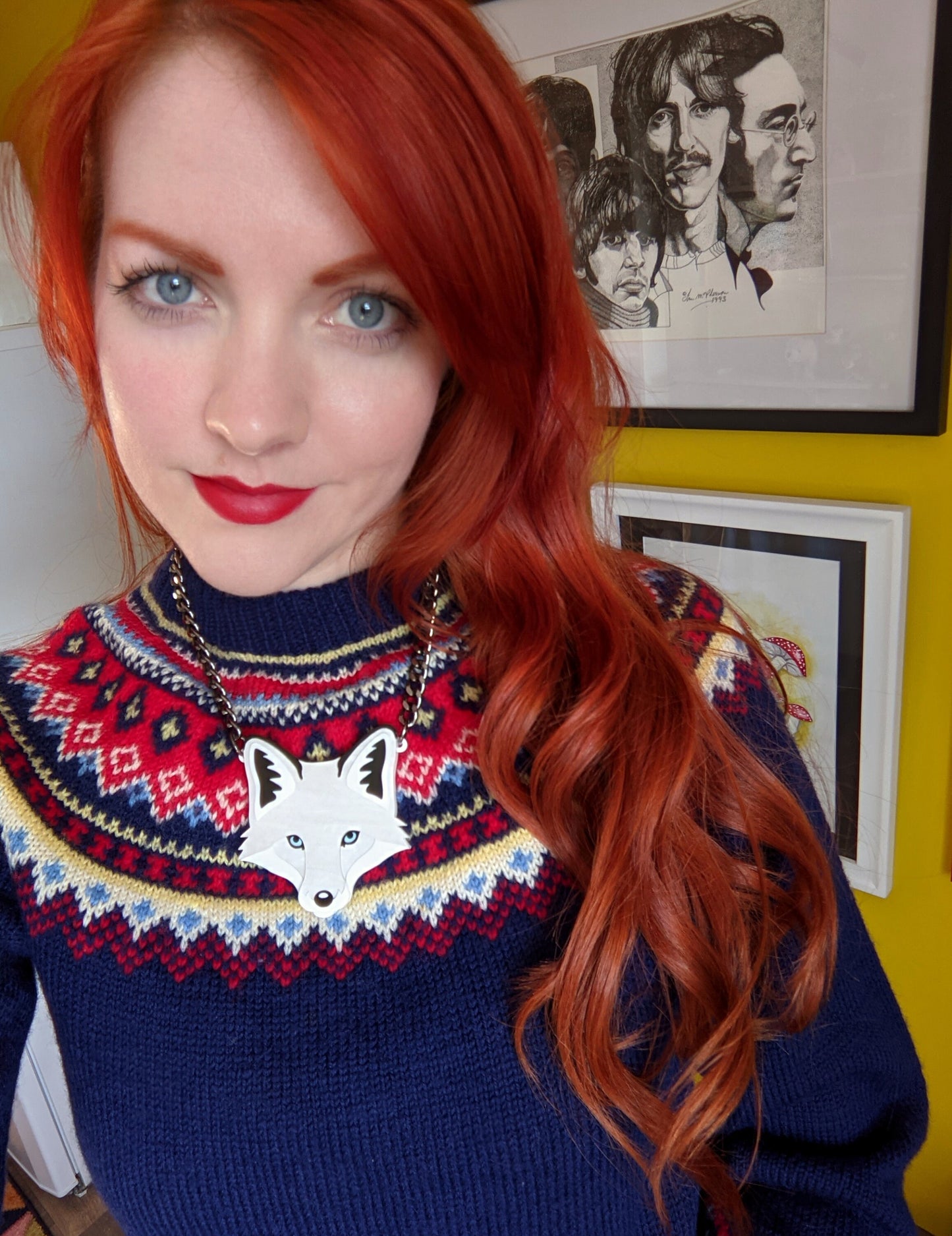 PRE ORDER Statement Fox Head Necklace - 'Winter'