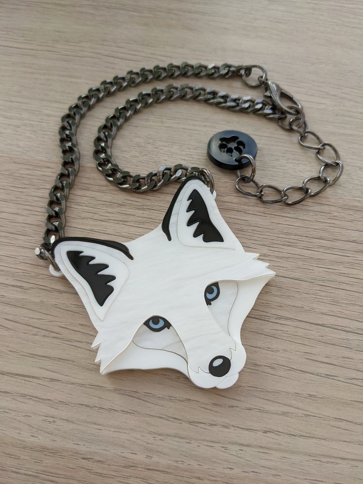 PRE ORDER Statement Fox Head Necklace - 'Winter'