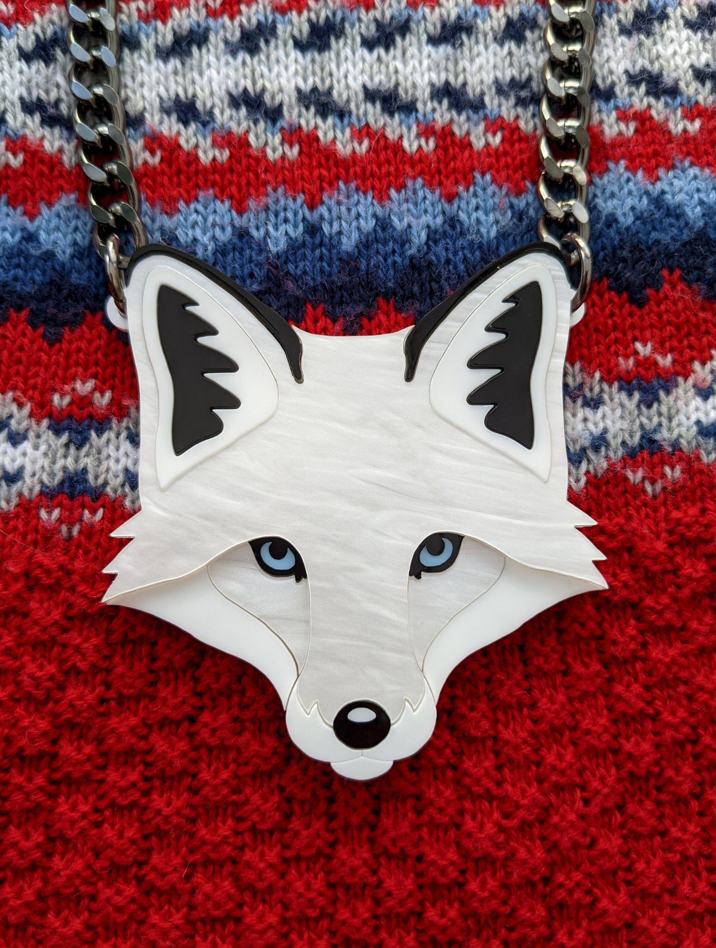 PRE ORDER Statement Fox Head Necklace - 'Winter'