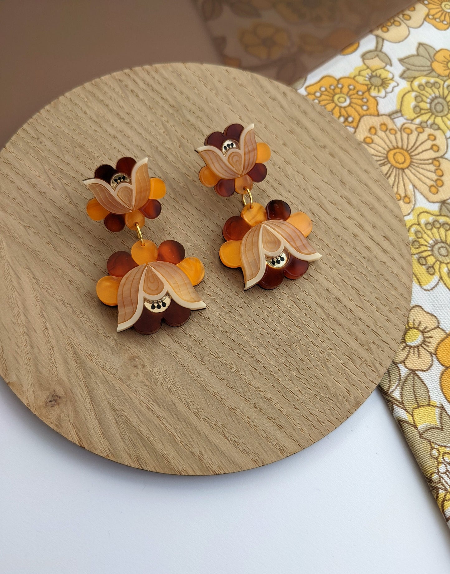 PRE ORDER Mid Folk Floral Earrings - Tortoiseshell