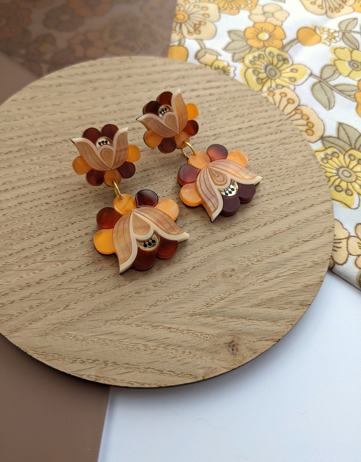 PRE ORDER Mid Folk Floral Earrings - Tortoiseshell