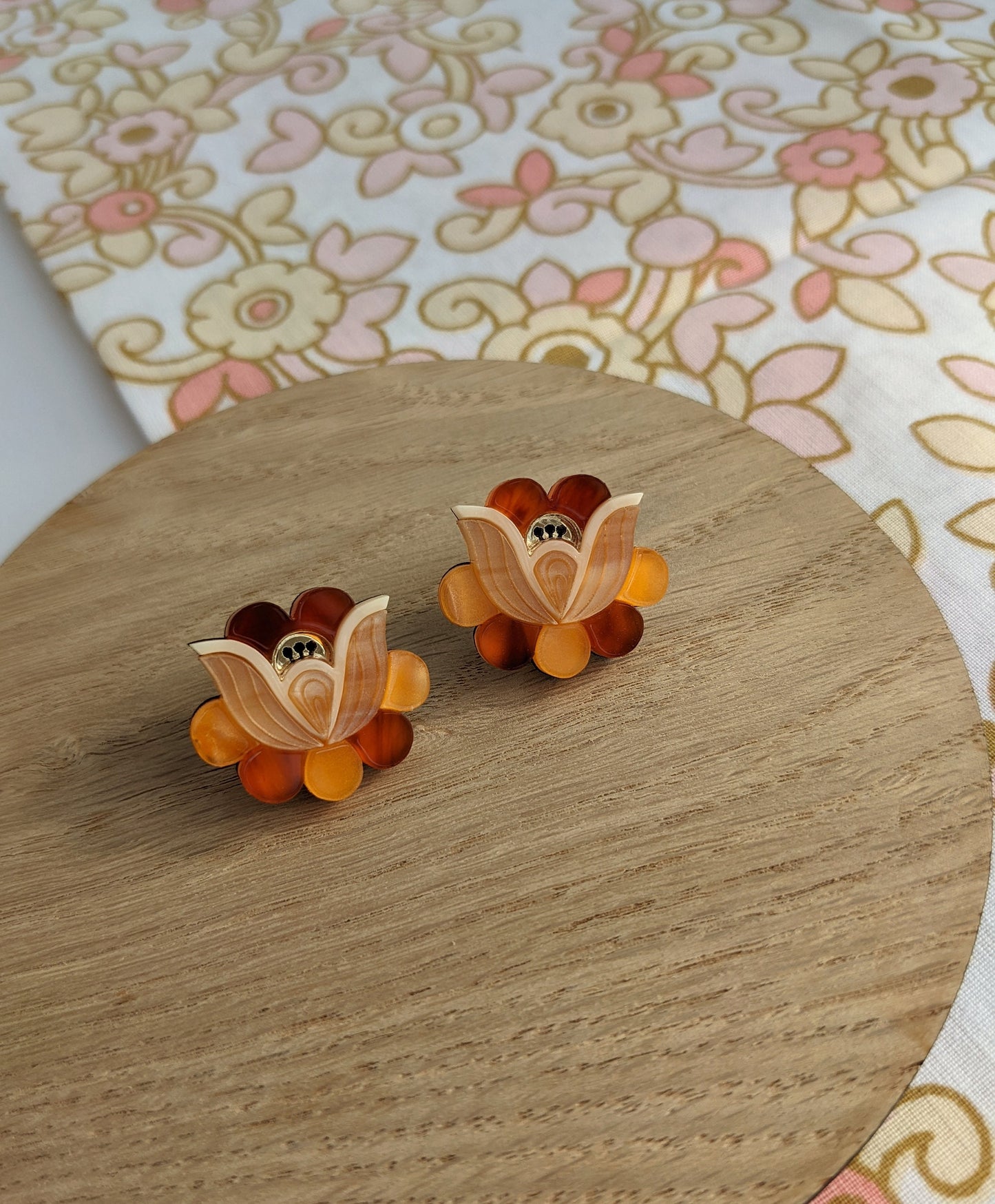 PRE ORDER Folk Floral Stud Earrings - Tortoiseshell