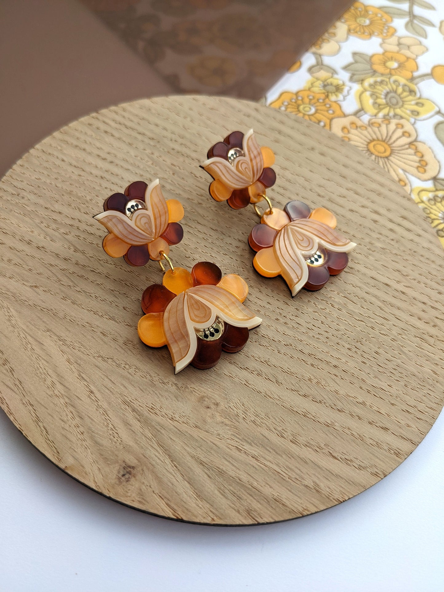 PRE ORDER Mid Folk Floral Earrings - Tortoiseshell