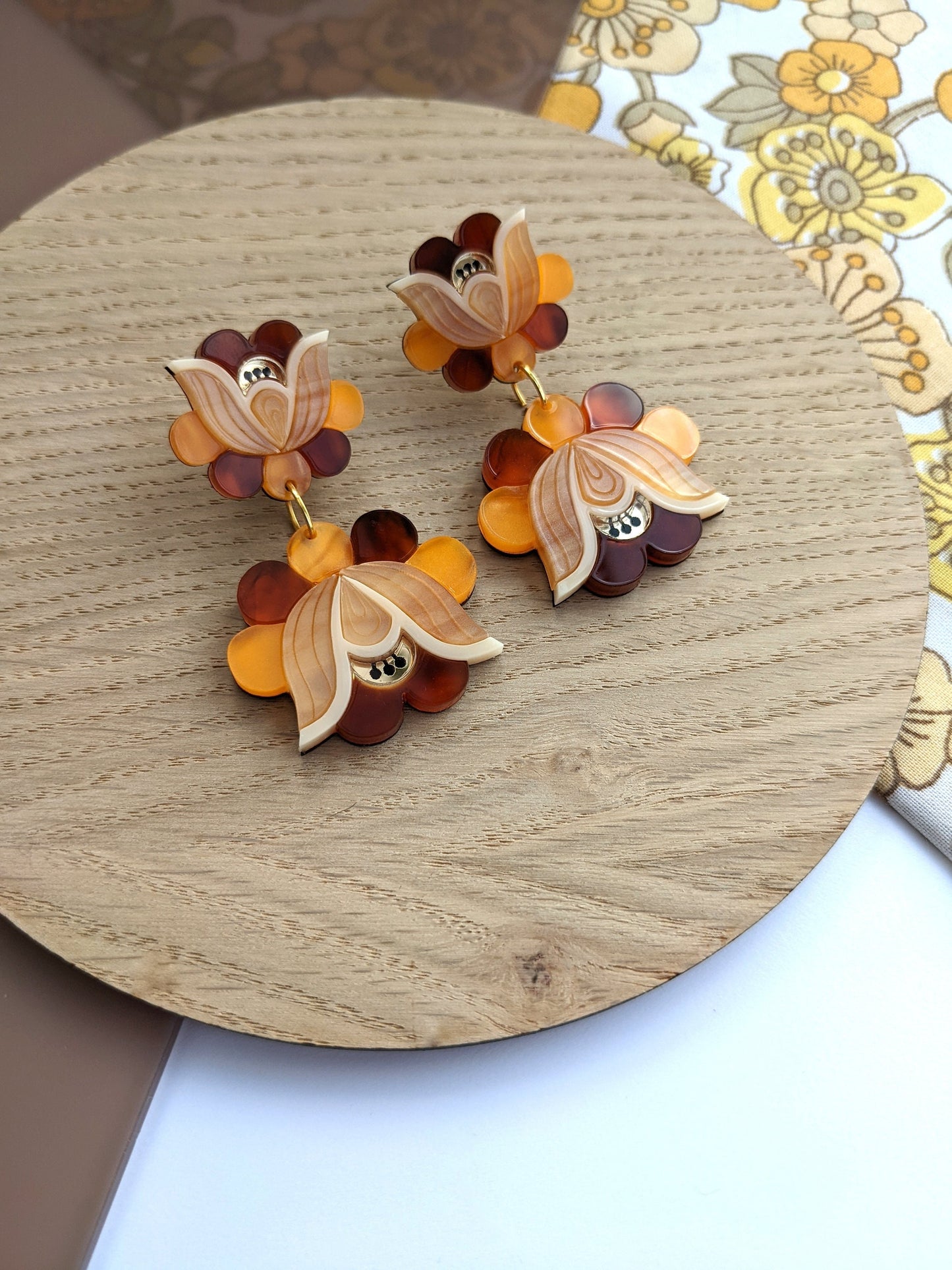 PRE ORDER Mid Folk Floral Earrings - Tortoiseshell