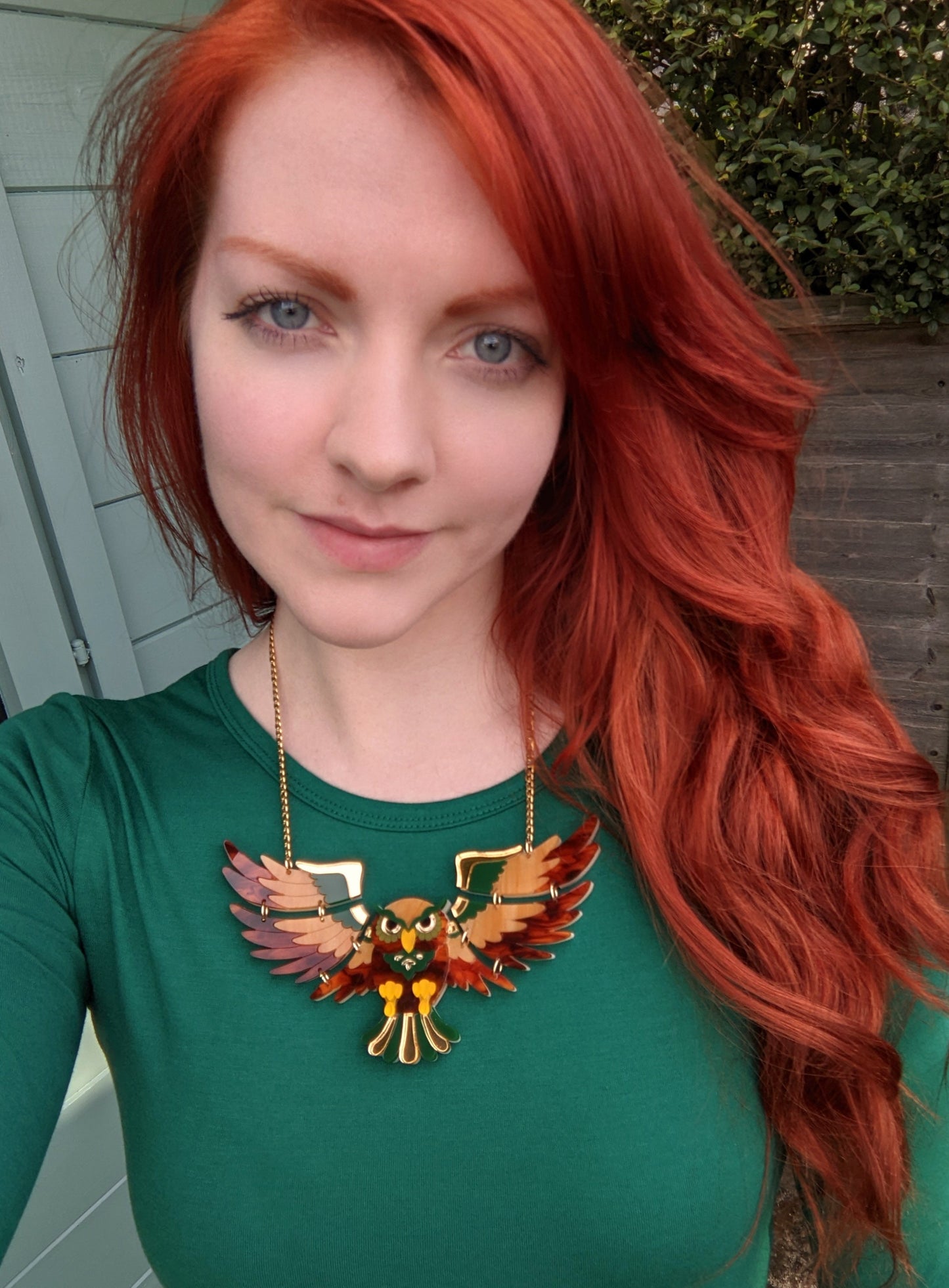 PRE ORDER Statement Owl Necklace - 'Forest'